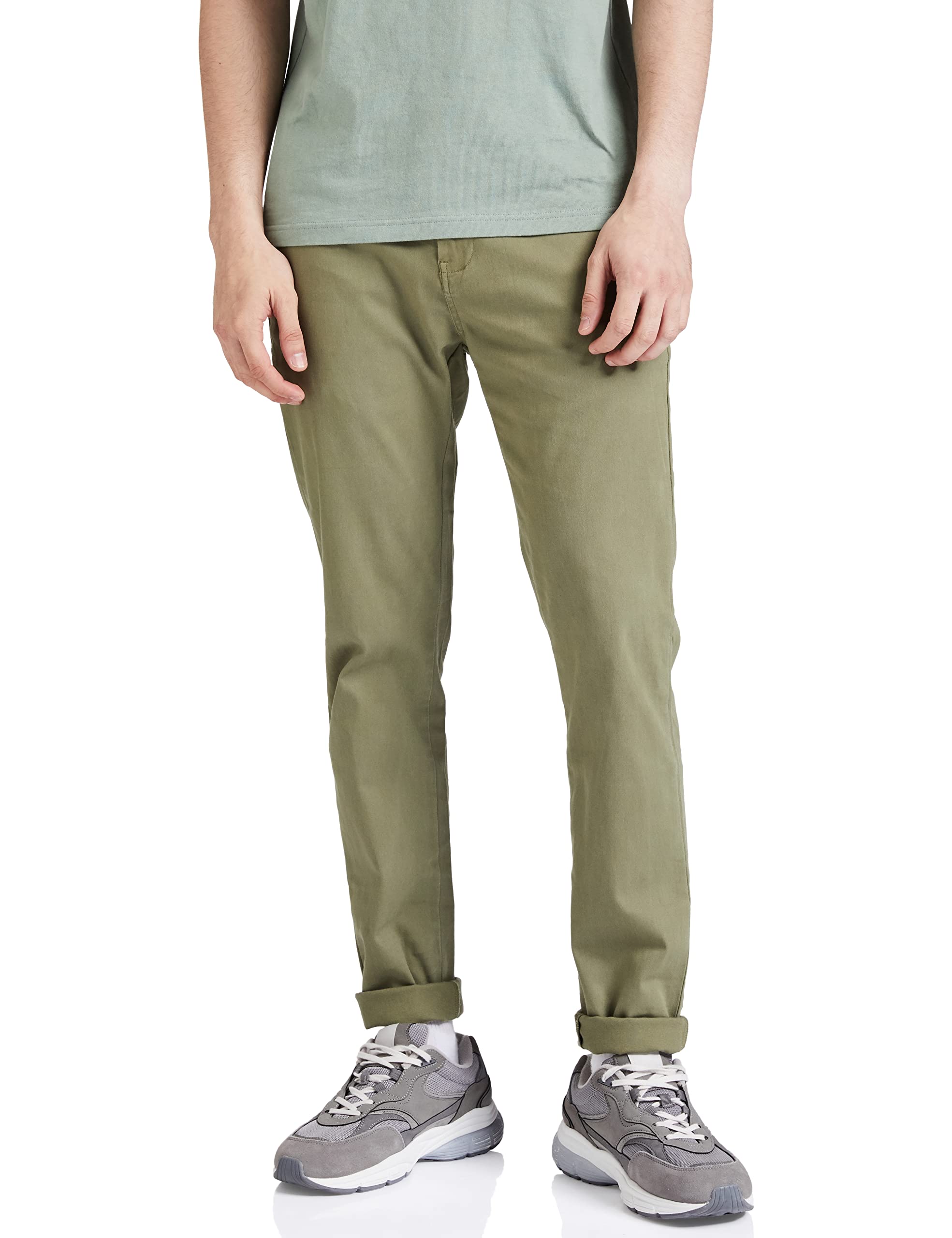 Amazon Men Slim Fit Cotton Trouser - Light Olive