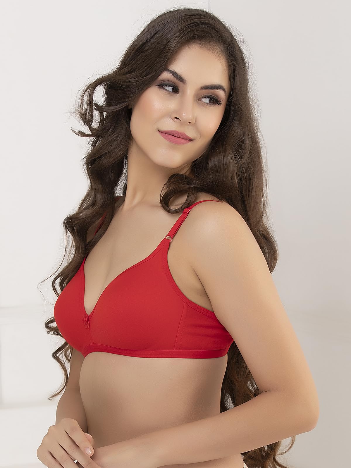 Clovia Women's Cotton Solid Non-Padded Bra - Red - Image 5