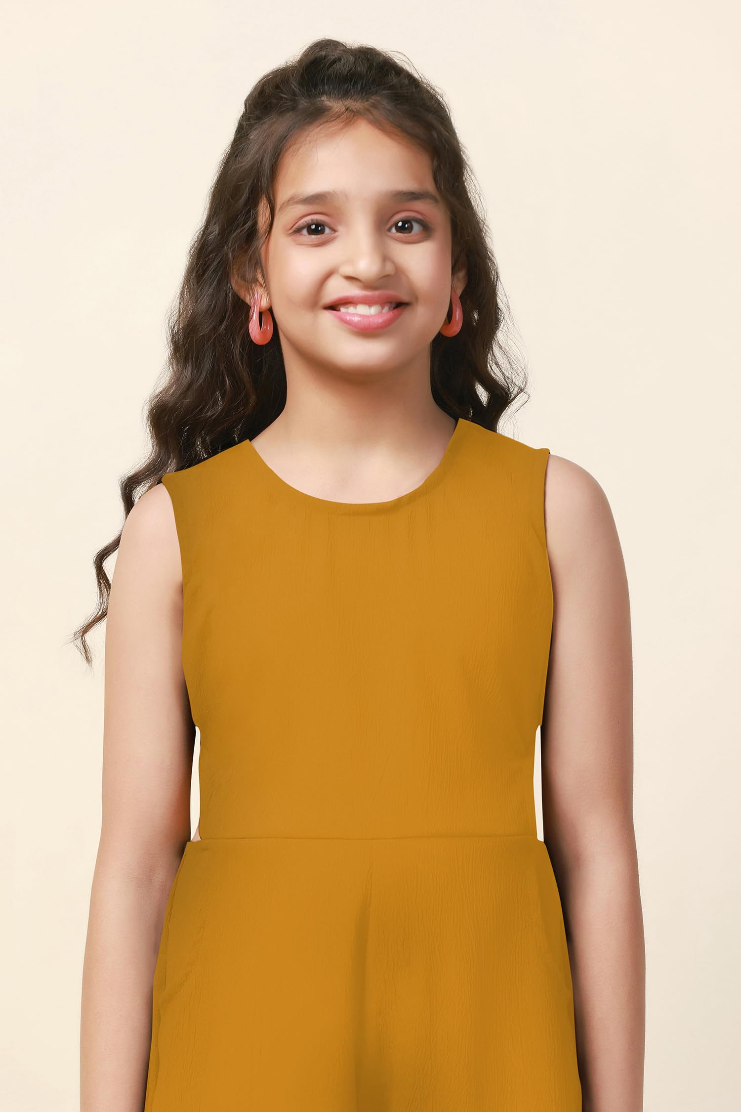 Fashion Dream Girl Solid Jumpsuit - Mustard - Image 4