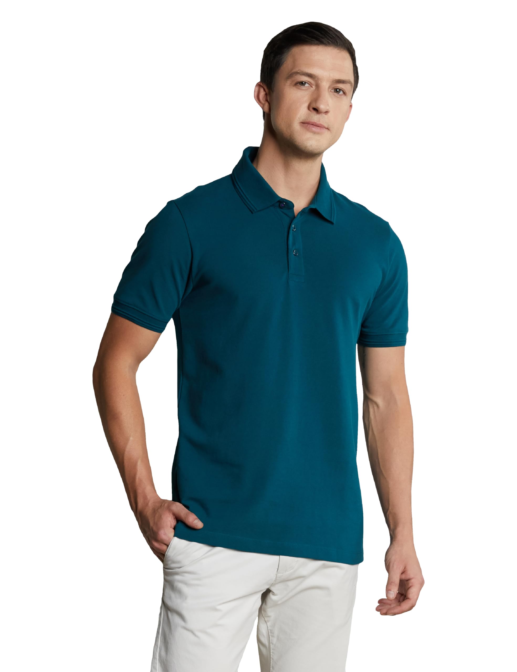 Symbol Men's Teal Green Cotton Stretch Polo T-Shirt