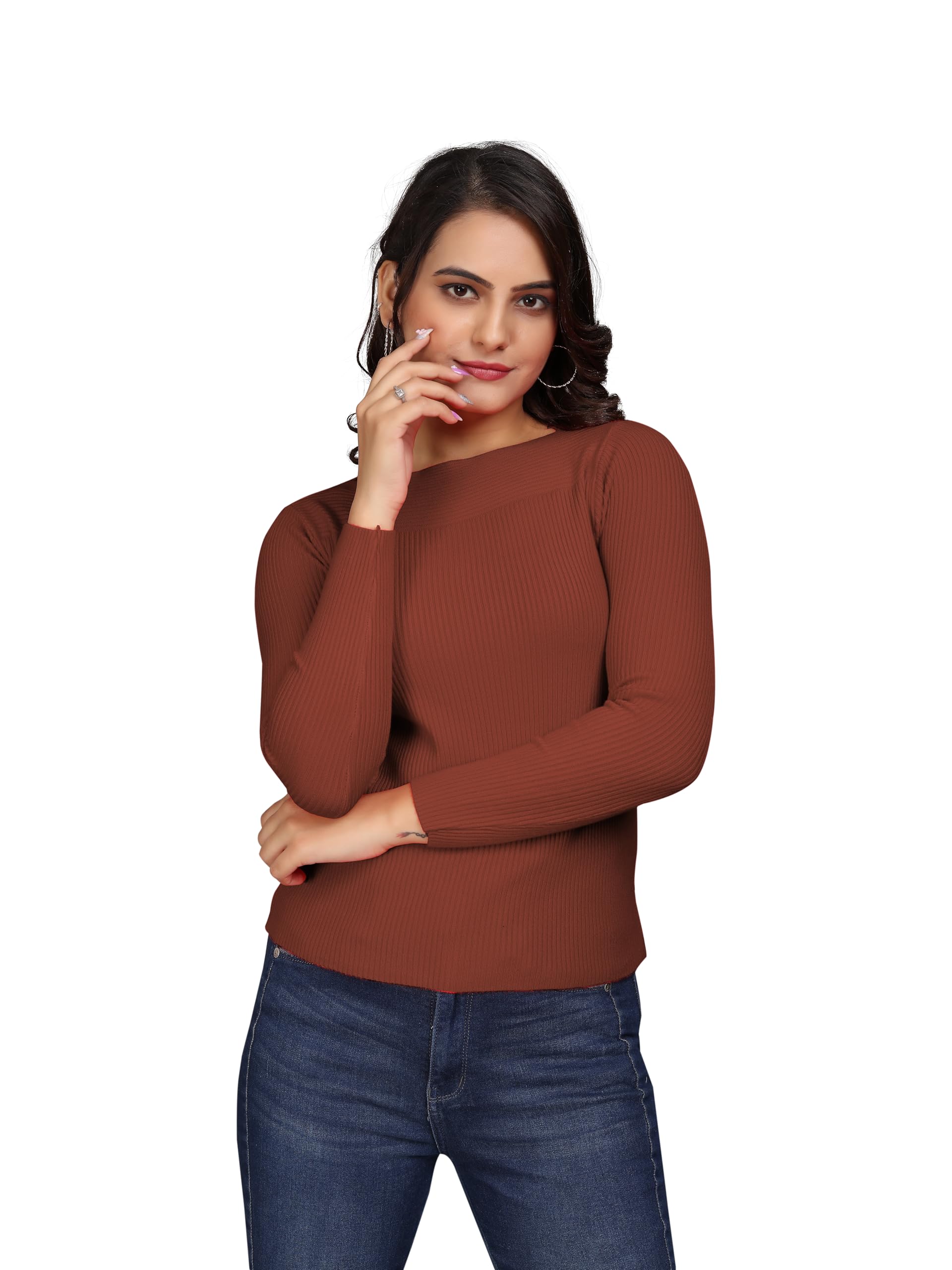 BROGBUS Women's Casual Top - Coffee - Image 2