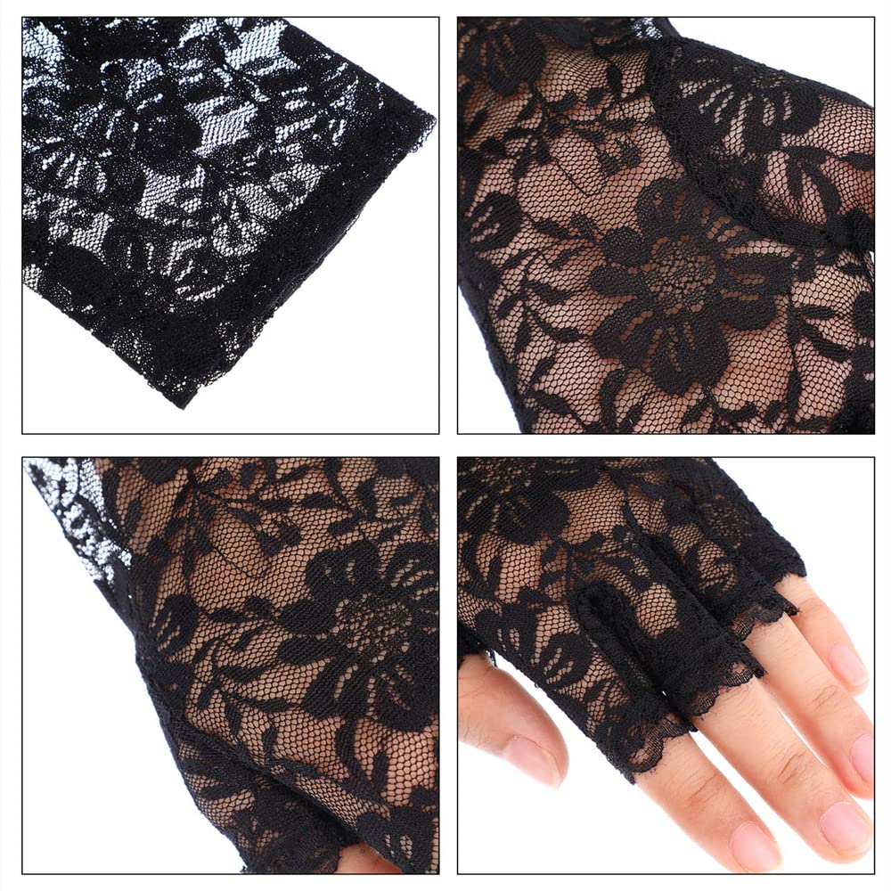 Anzailala Ladies Half Finger Lace Gloves - Floral Bridal - Image 3