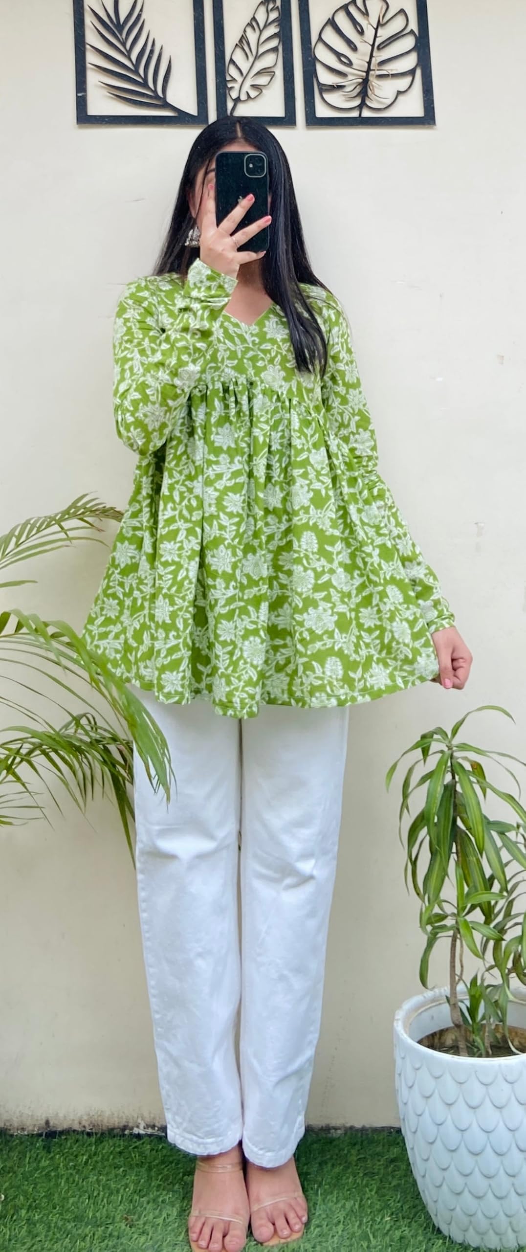 ATTiREZiLLA Women's Floral Print Rayon Kurta - Green - Image 3