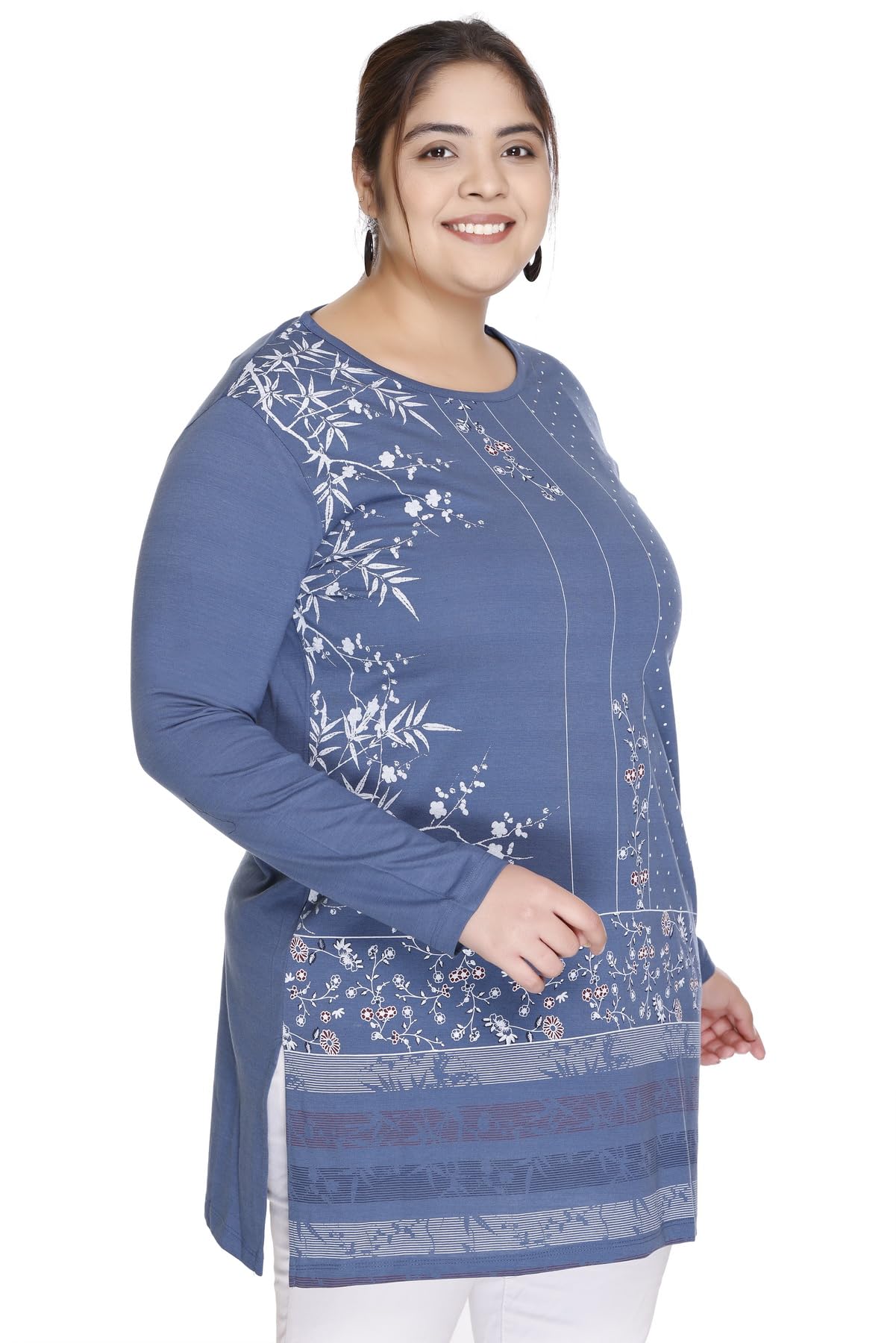 Star Fashion Women Printed Cotton Tshirt - Steelblue - Image 3