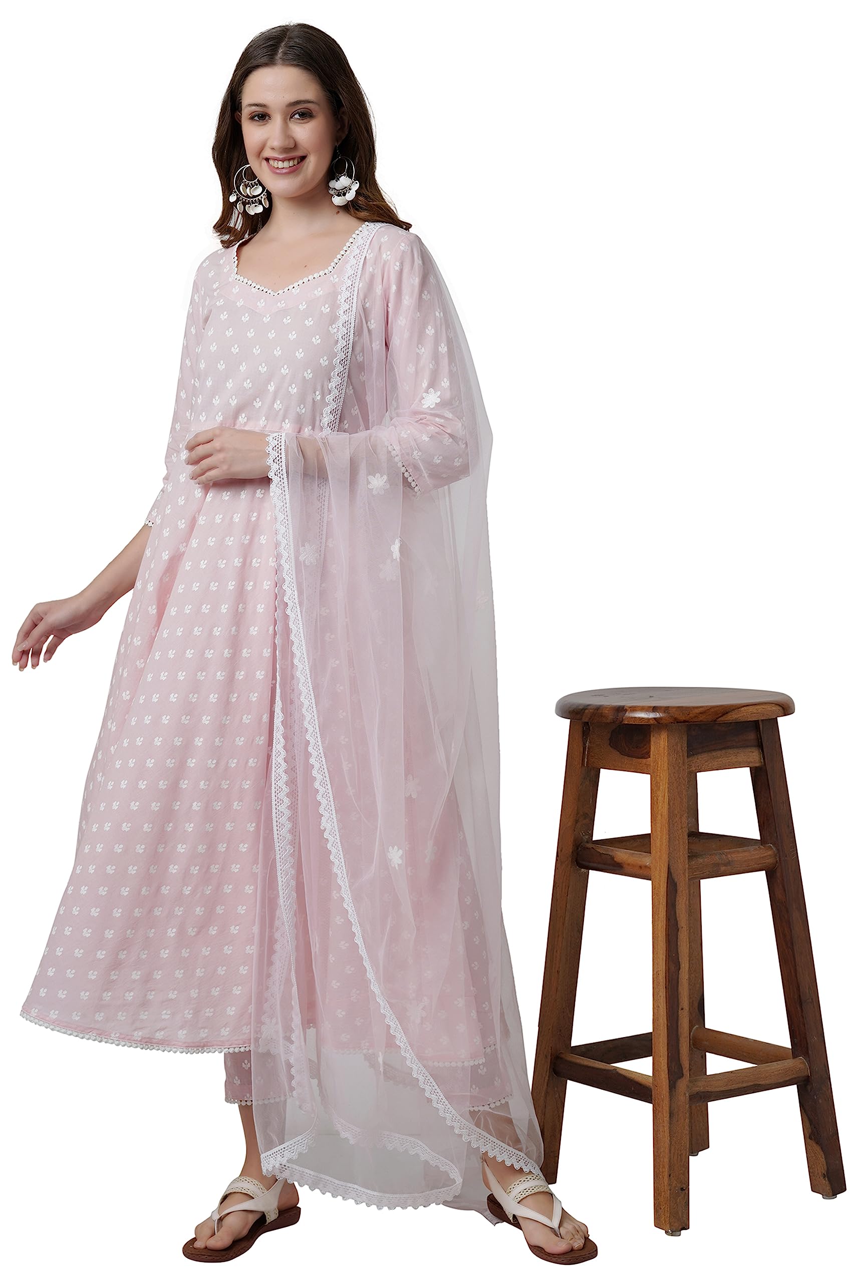 miss fame Women's Anarkali Kurta - Pink