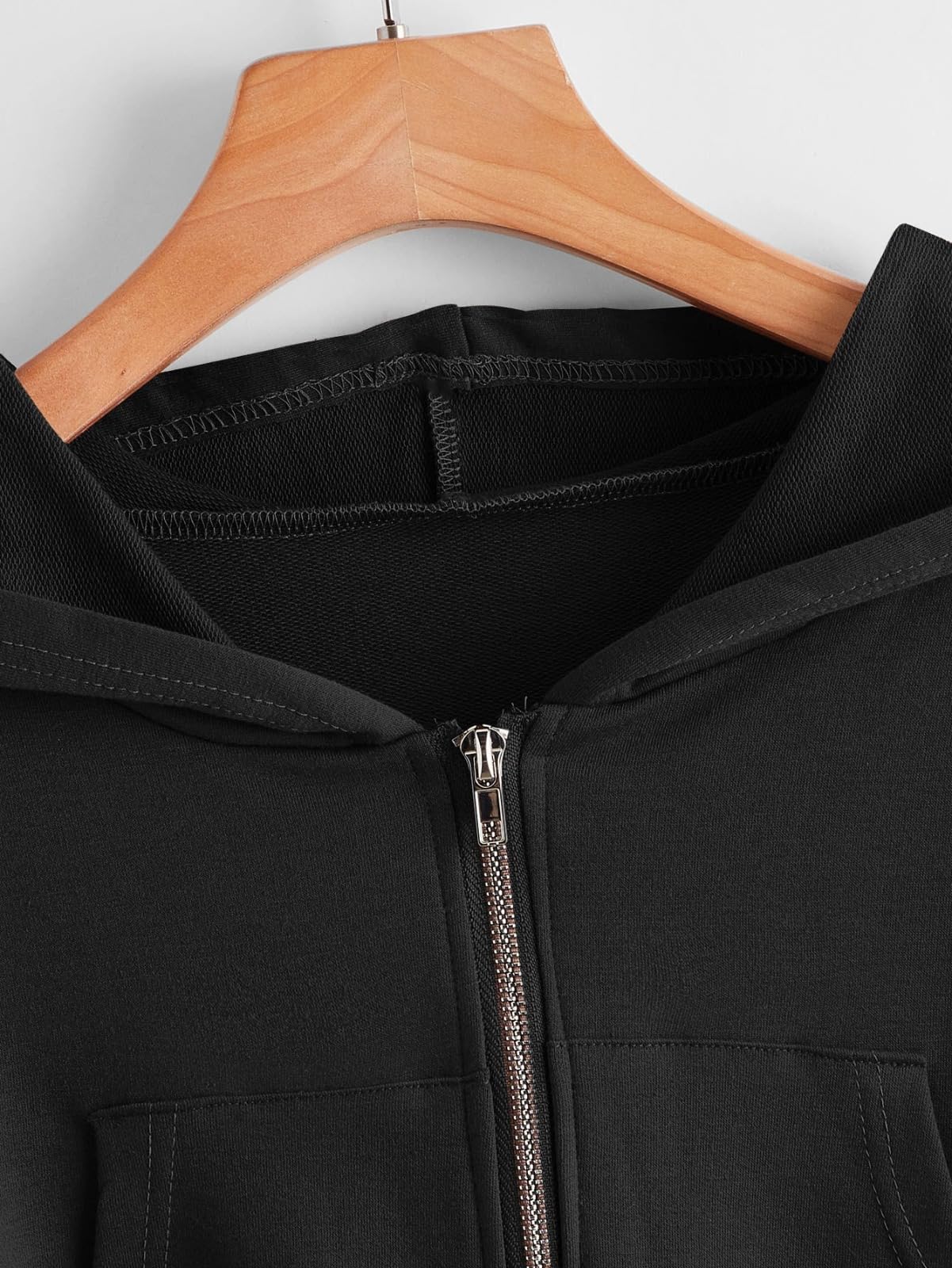 PDKFASHIONS Women's Cotton Zip Crop Hoodie - Black - Image 4