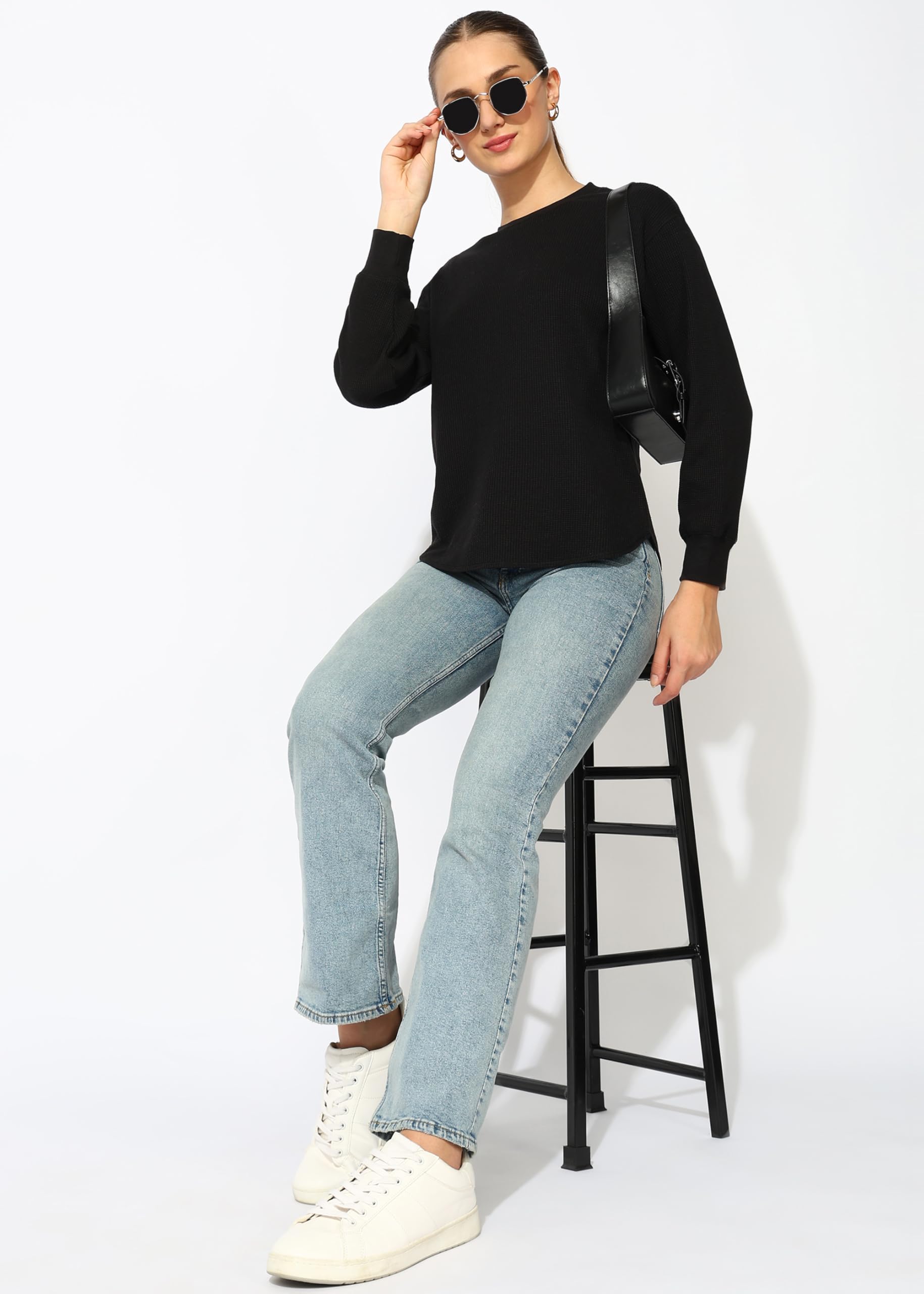 Alan Jones Women's Waffle Crew Neck T-Shirt - Black - Image 3