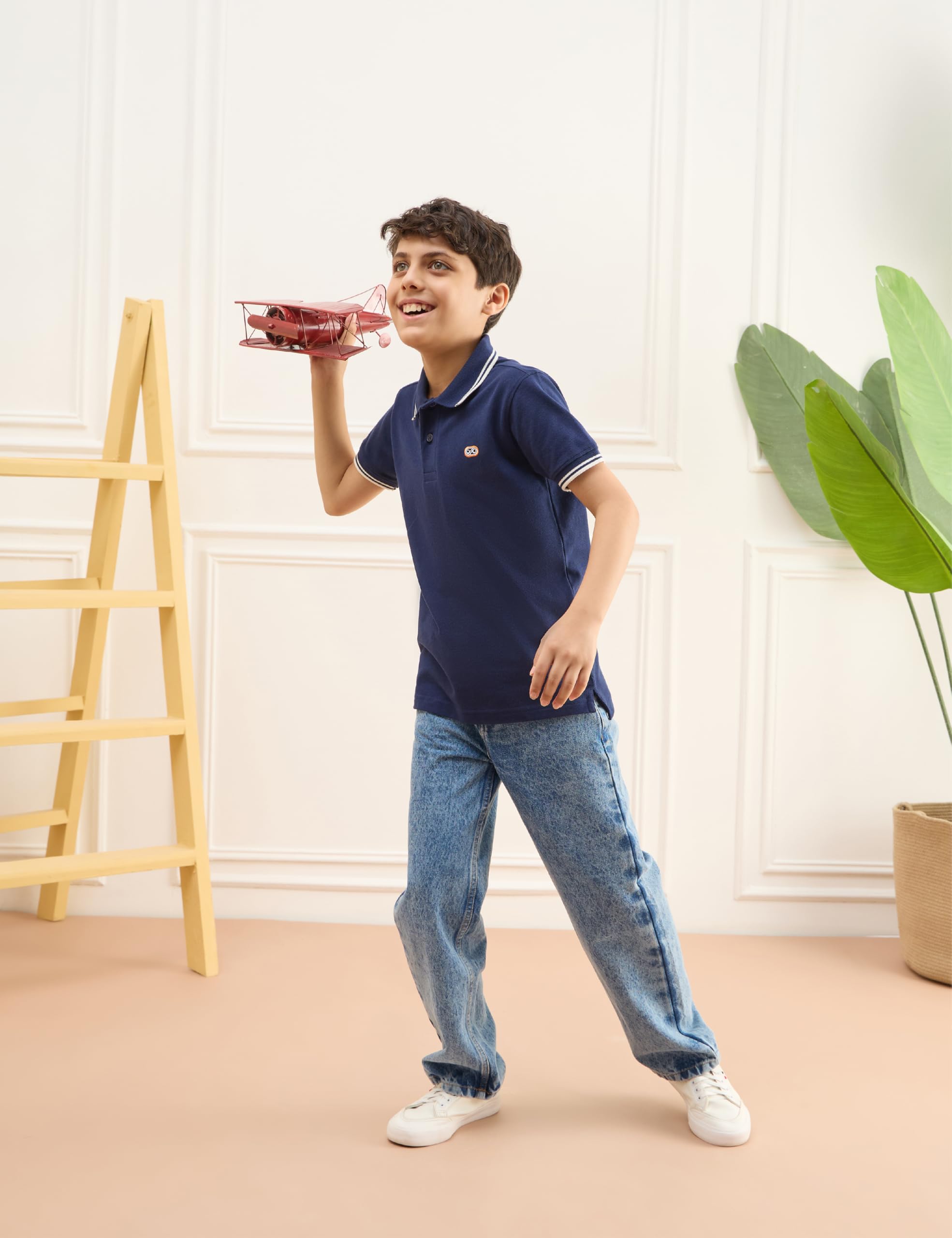 Amazon Boy's Solid Polo T-Shirt - Navy - Image 3