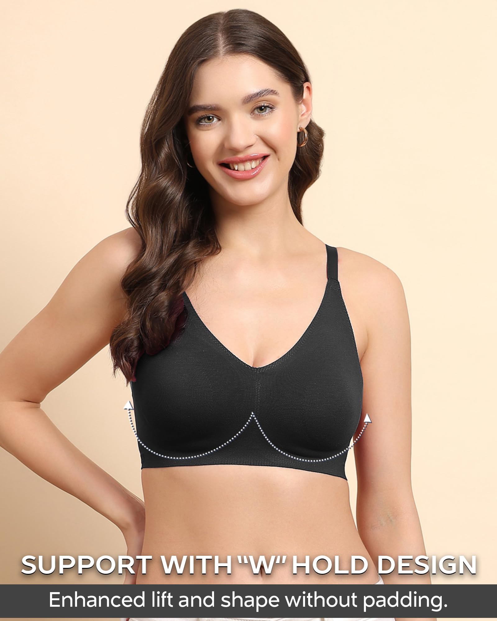 Tweens Invisi-Fit Cotton Spandex Bra - Black - Image 3