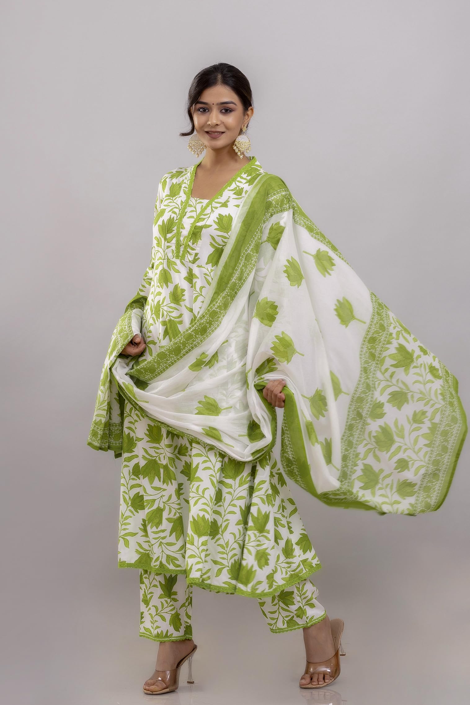 PARTHVI Rayon Anarkali Kurta Set for Women - Henna Green - Image 5