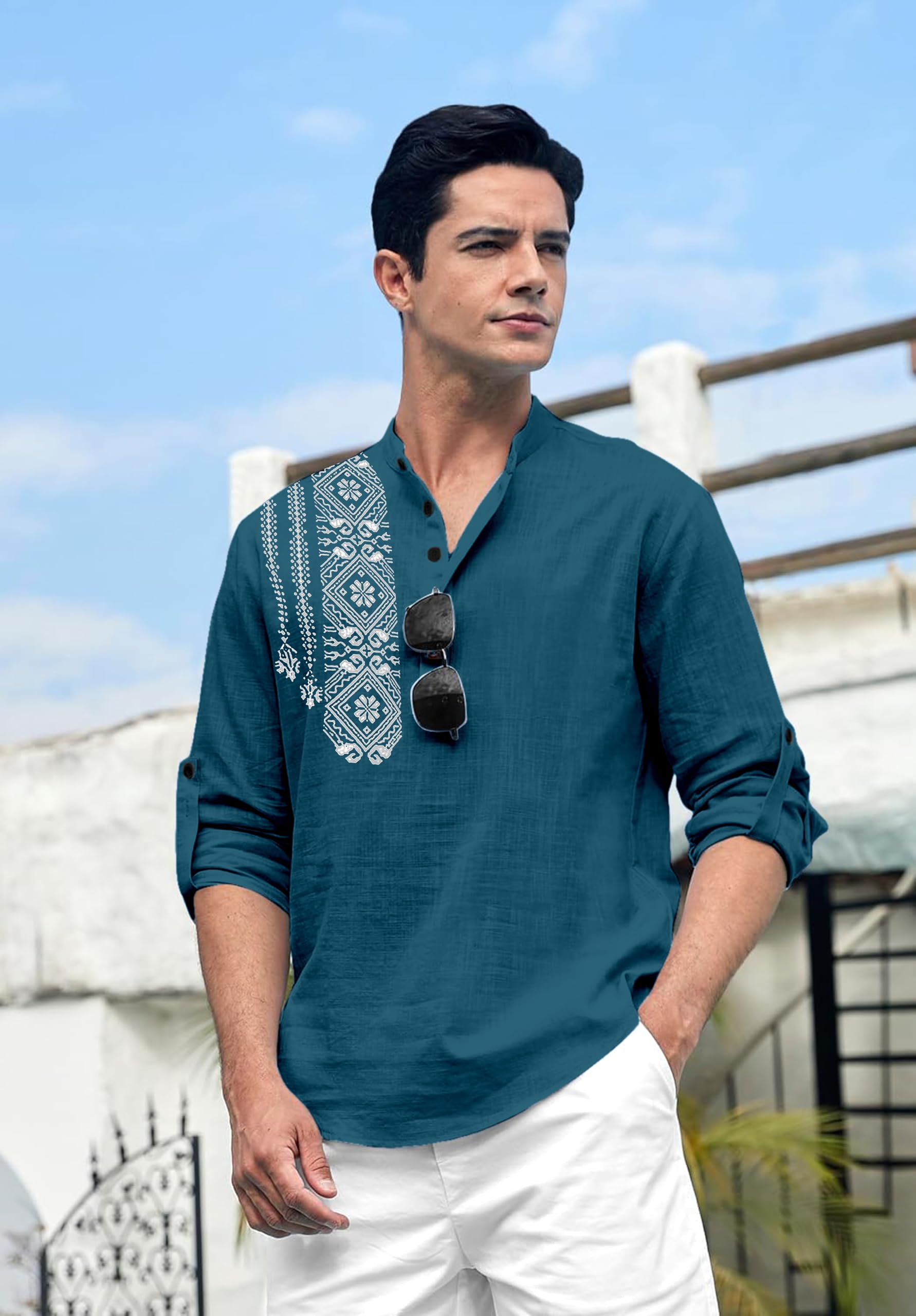 Folgen Men's Printed Cotton Blend Kurta Shirt - Image 3