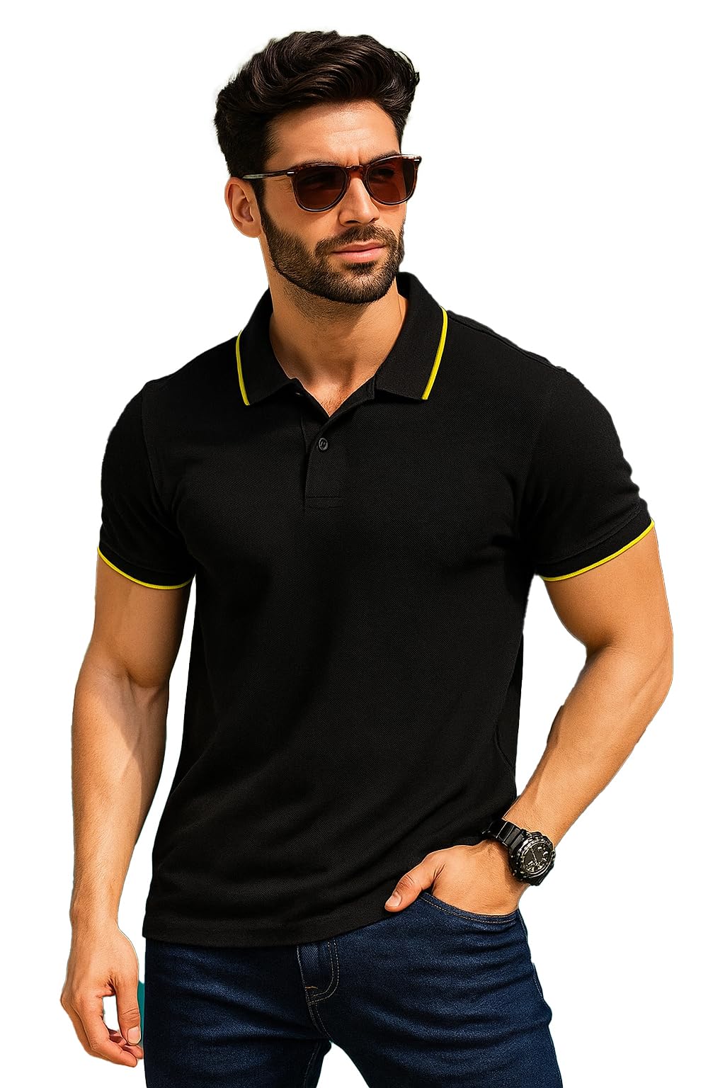 Veirdo Men's Polo T-Shirt Colored Collar