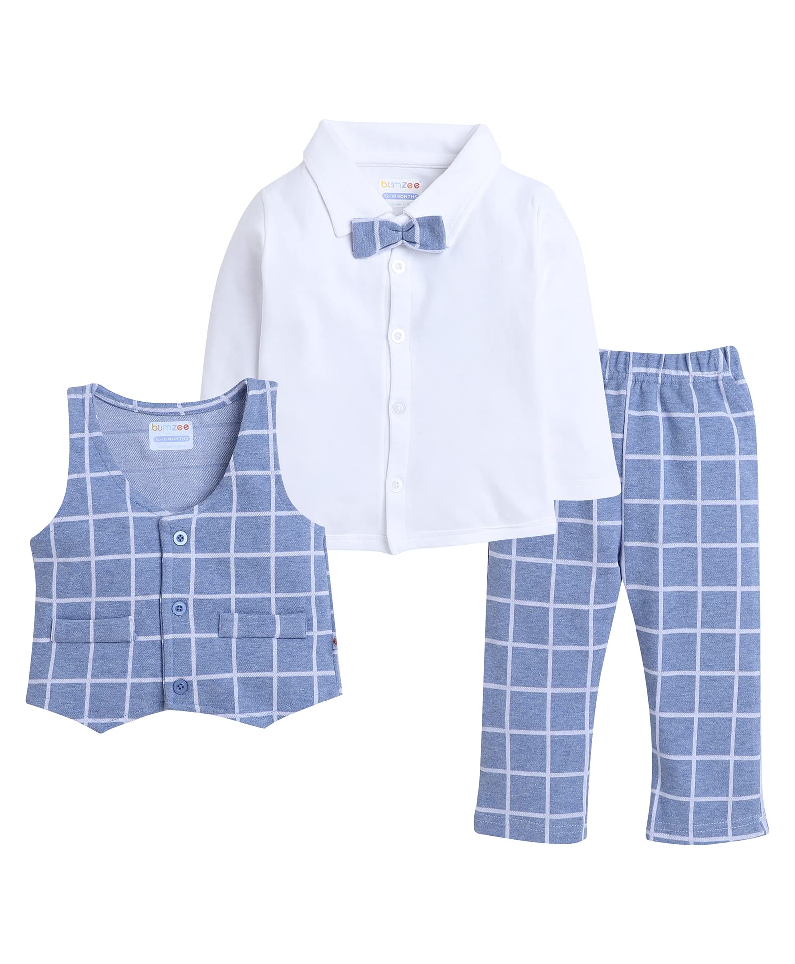 BUMZEE Unisex Shirt Waistcoat & Pant Set - Sky Blue