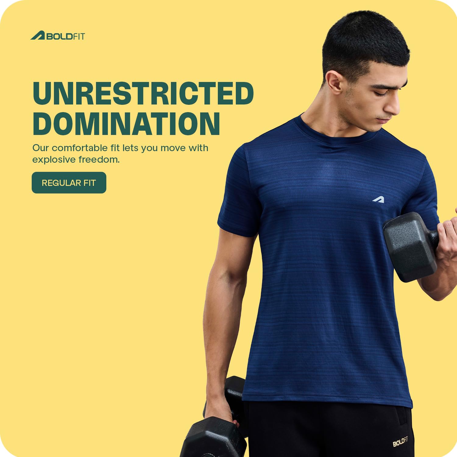 Boldfit Men's Navy Gym T-Shirt - Image 4