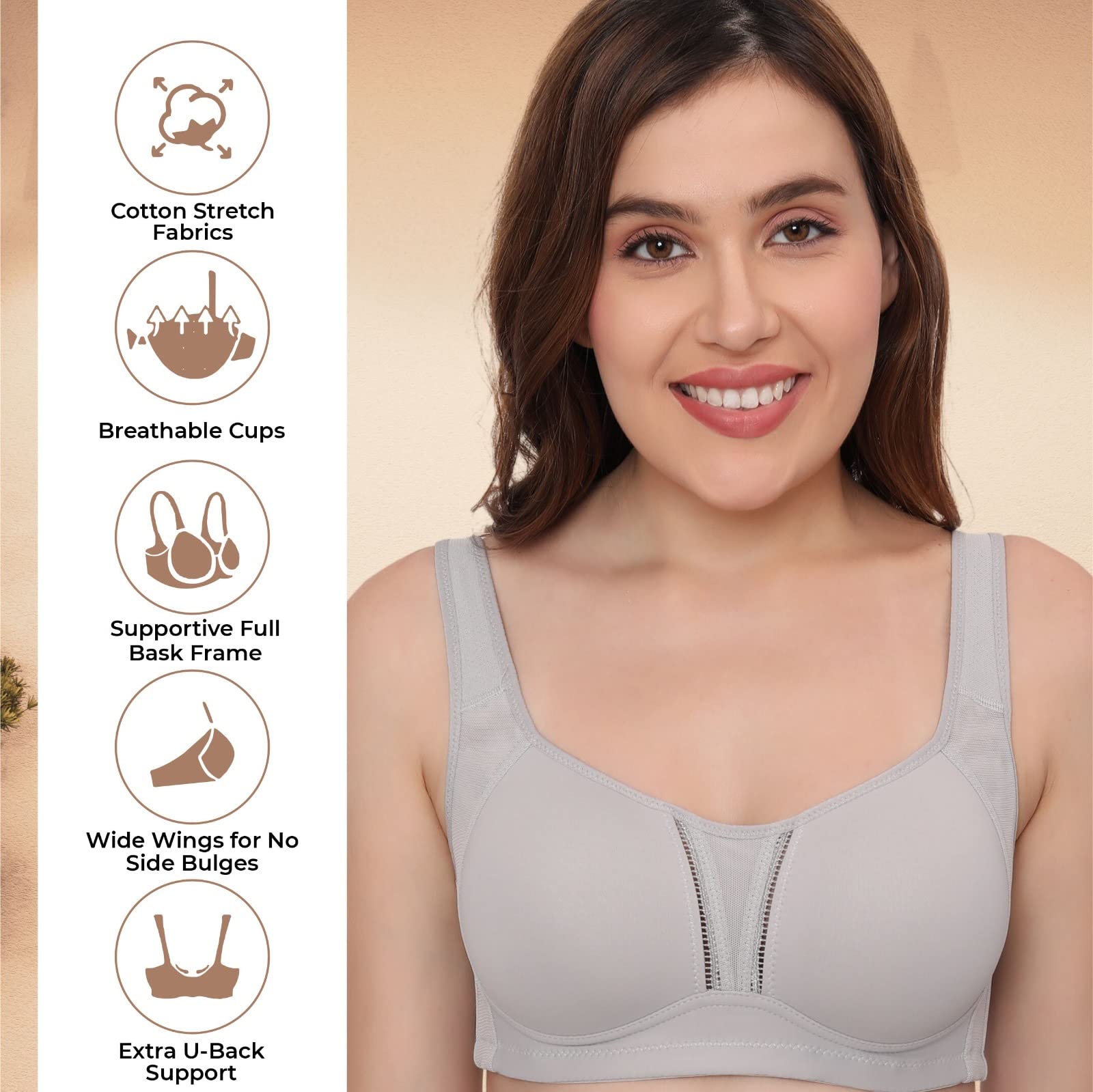 PLUMBURY Minimizer Bra for Women Wireless Padded - Image 2
