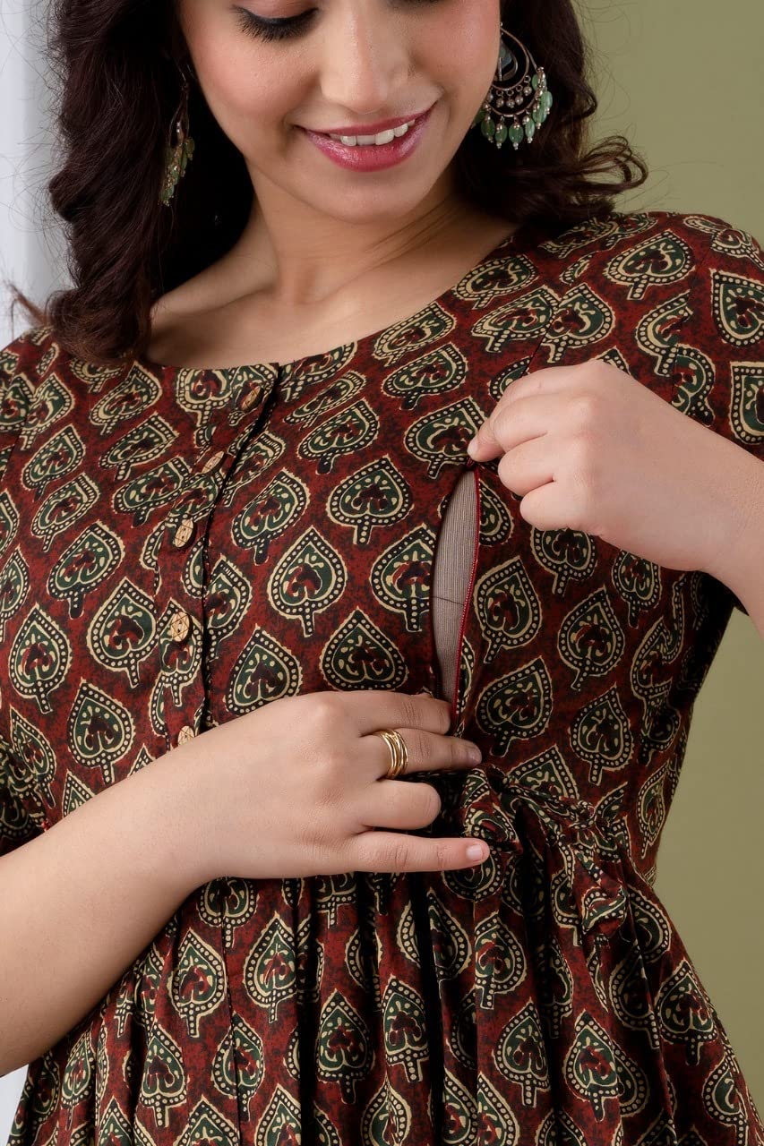 Maroon Maternity Feeding Kurti - Image 2