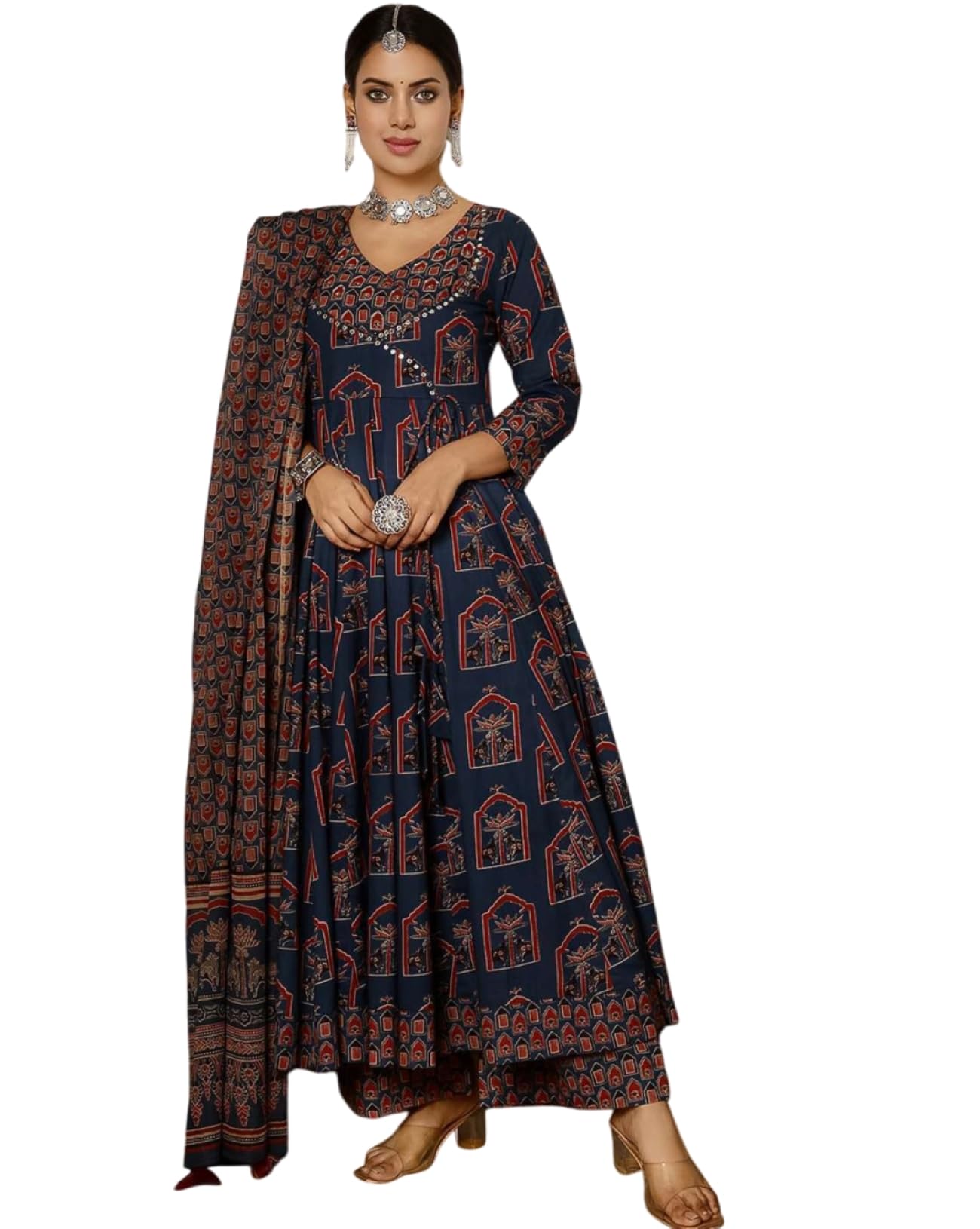 GEKHA Women's Blue Printed Kurta Set