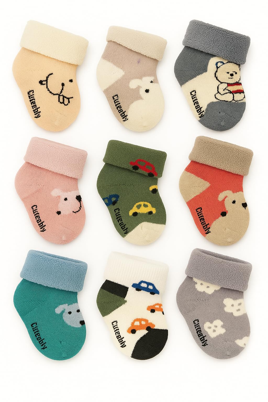 CUTEABLY Baby Socks - Multicolour Cotton Blend