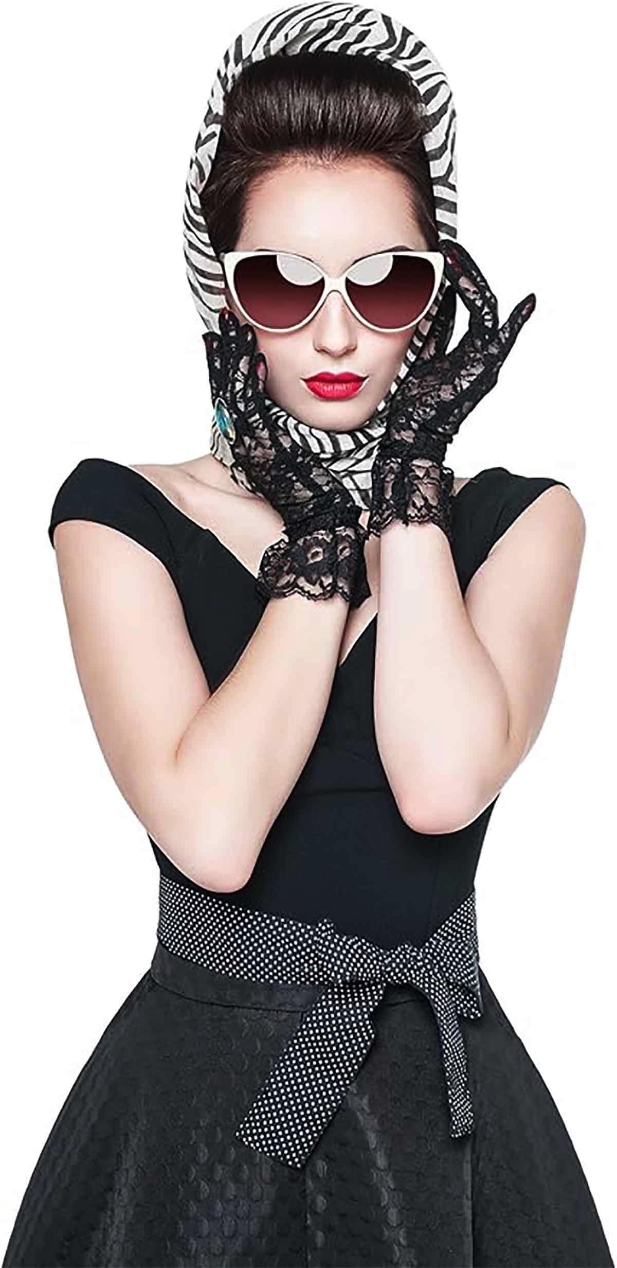 YUPPIN Lace Gloves for Women - Black - Image 4