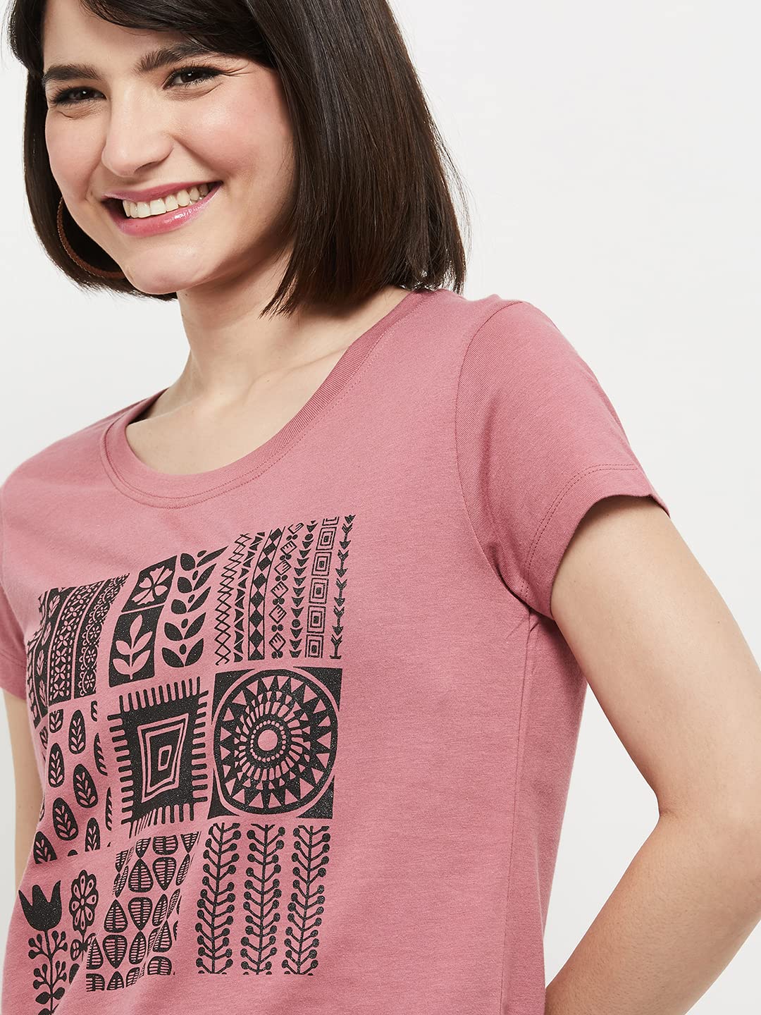 Max Women's Blush Pink Cotton Printed T-Shirt - Image 4