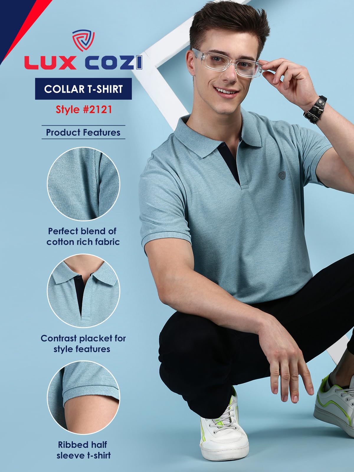 Lux Cozi Men's Pale Green Polo T-Shirt - Image 2