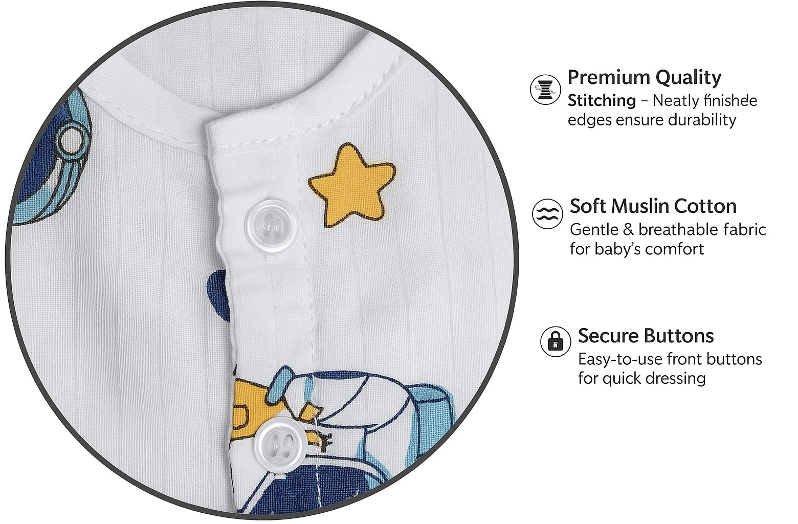 Muslin Cotton Night Suit for Baby Boys & Girls - Image 4