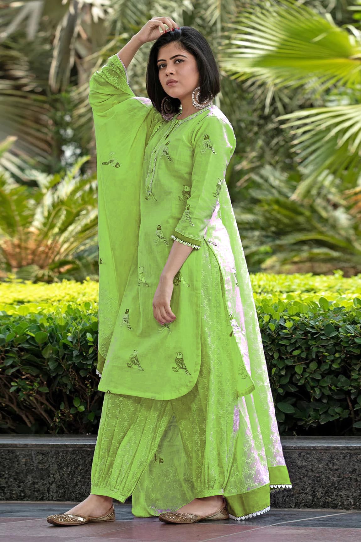 GoSriKi Green Rayon Blend Kurta Set for Women - Image 5