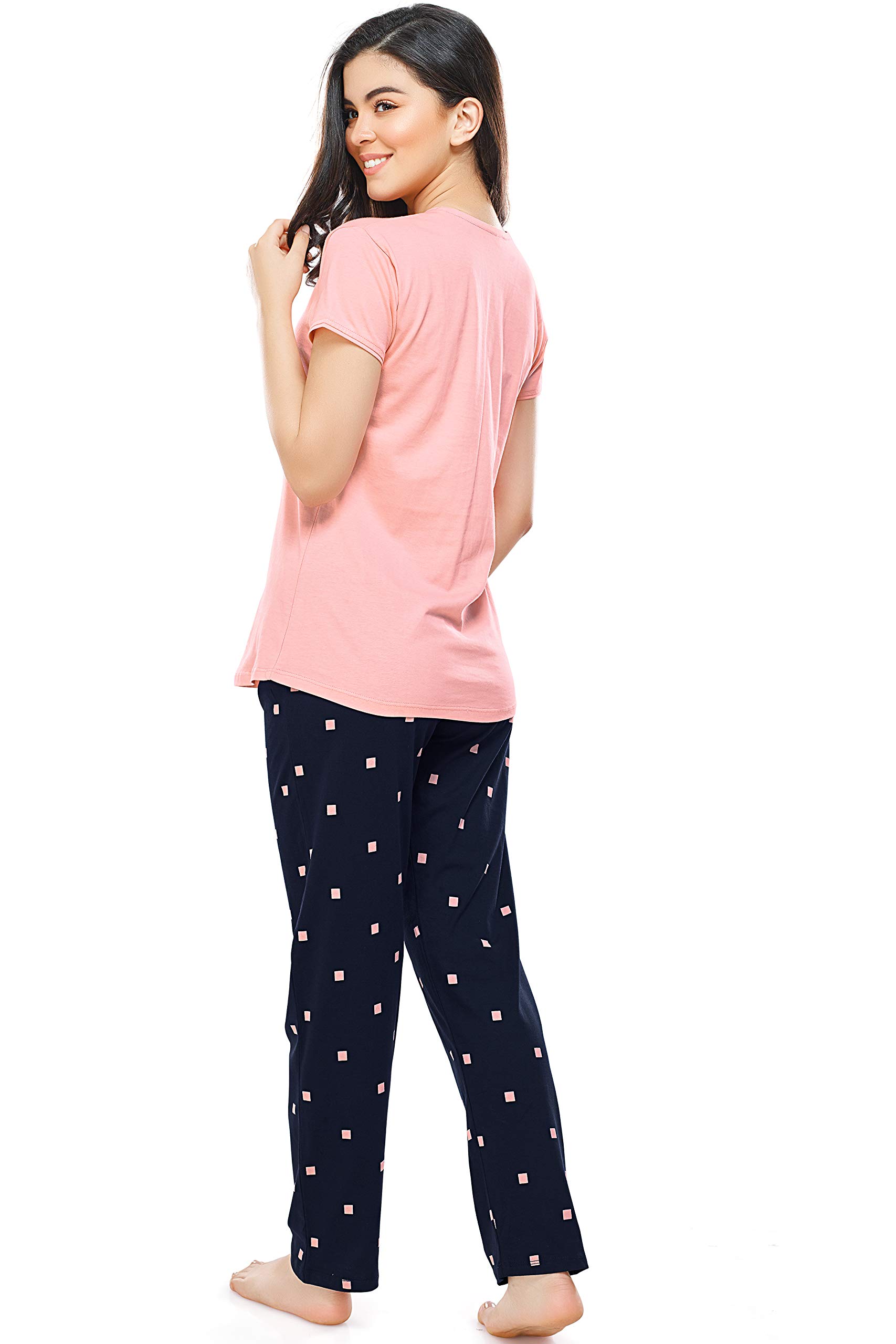 ZEYO Women's Cotton Printed Peach Night Suit - Image 3