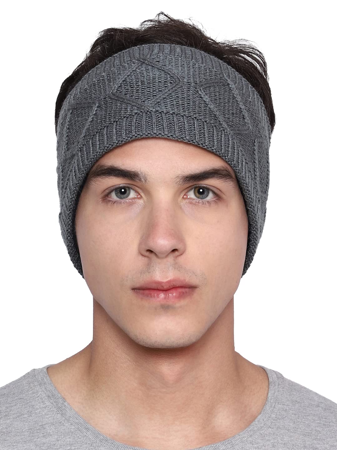 Gajraj Unisex Knitted Woolen Headband - Grey - Image 2