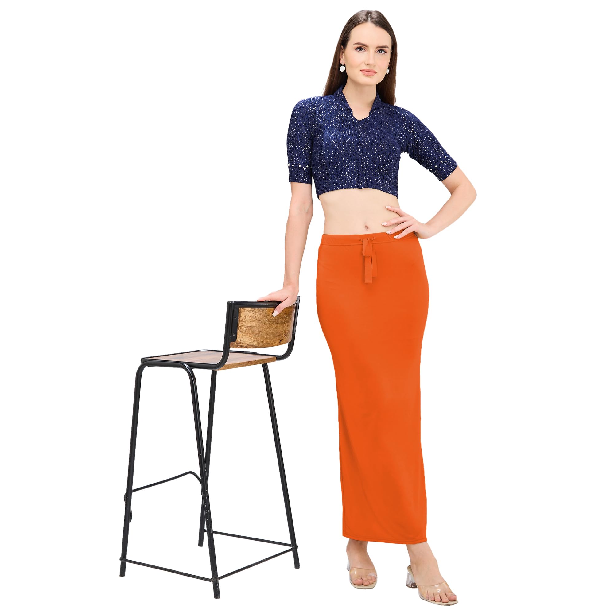 DESI GIRL Saree Shapewear for Women - Dark Orange - Image 4