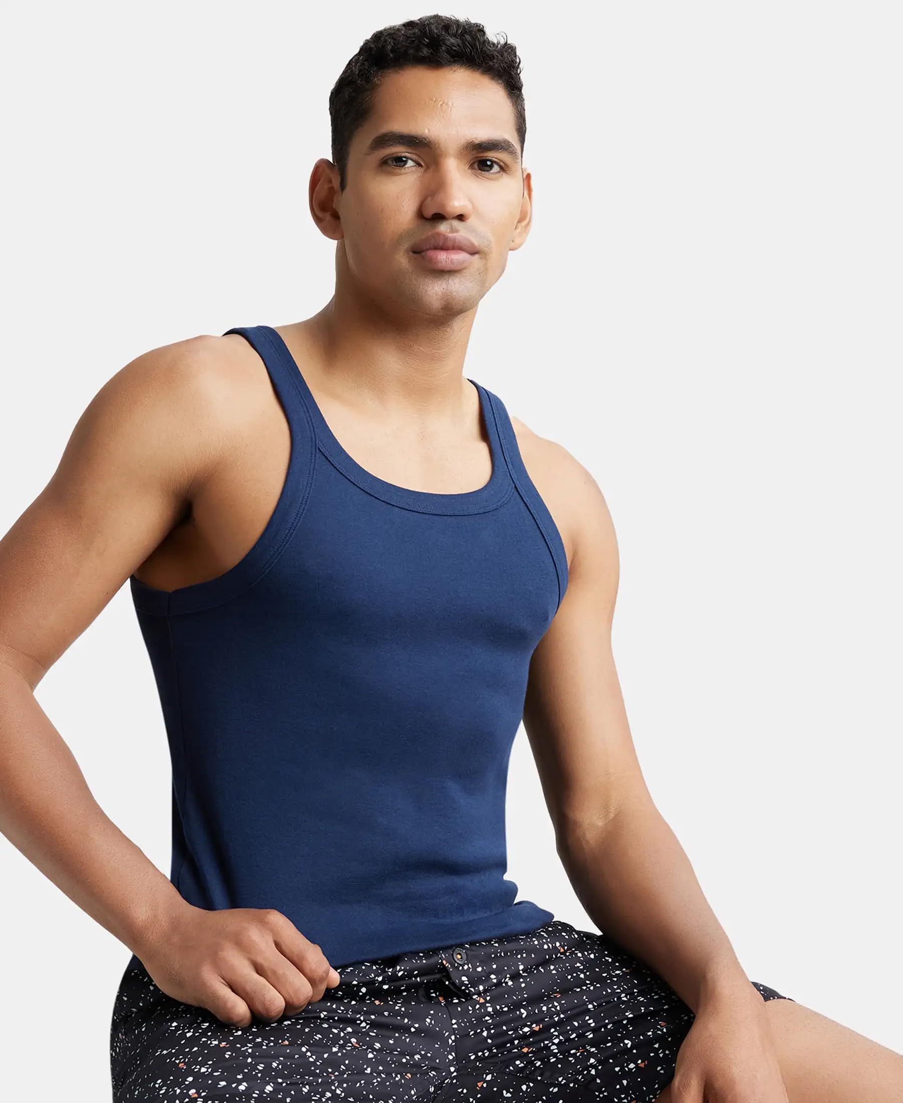 Jockey Men's Navy Cotton Rib Tank Top - Image 5