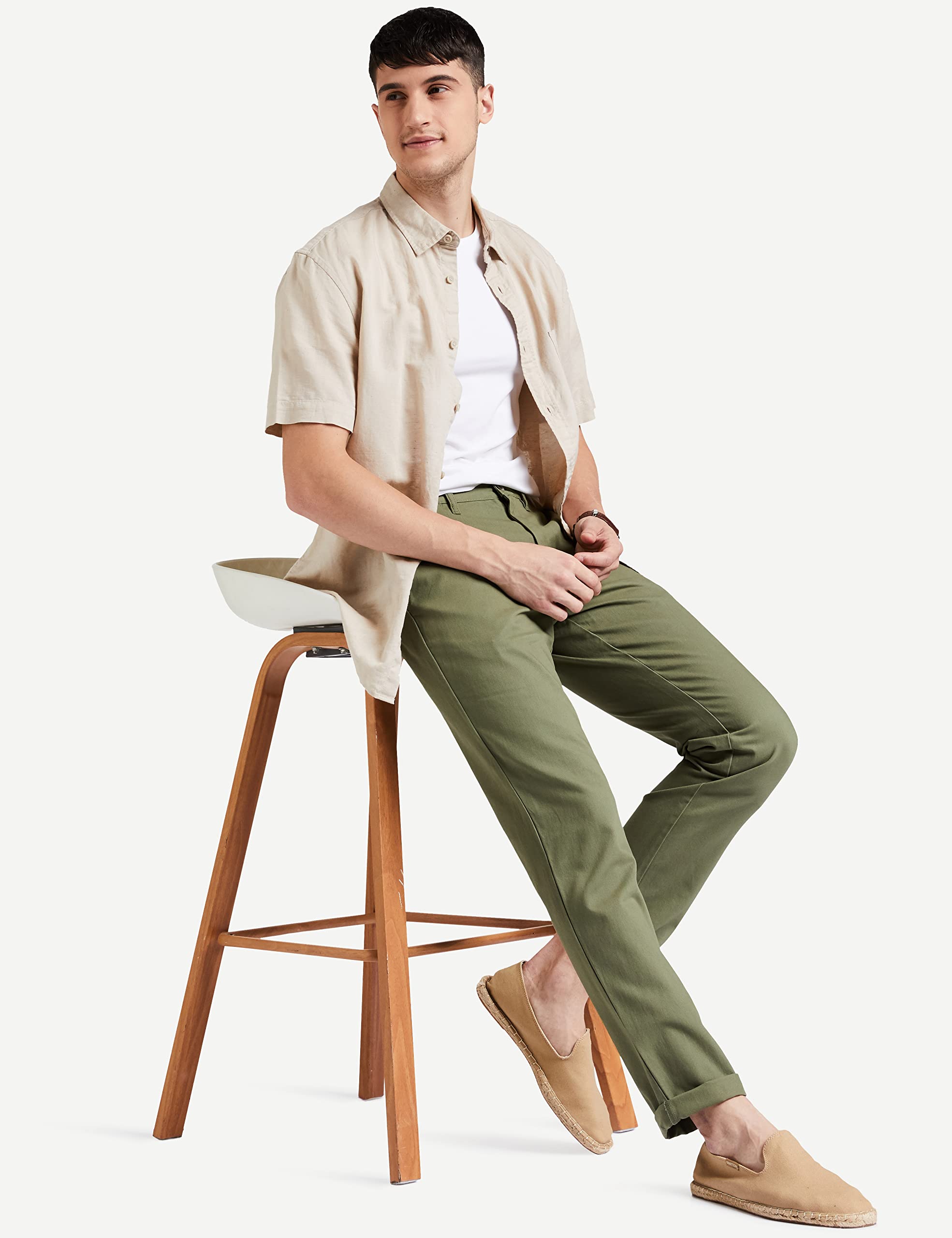 Symbol Men's Chino Trousers - Light Olive - Image 3