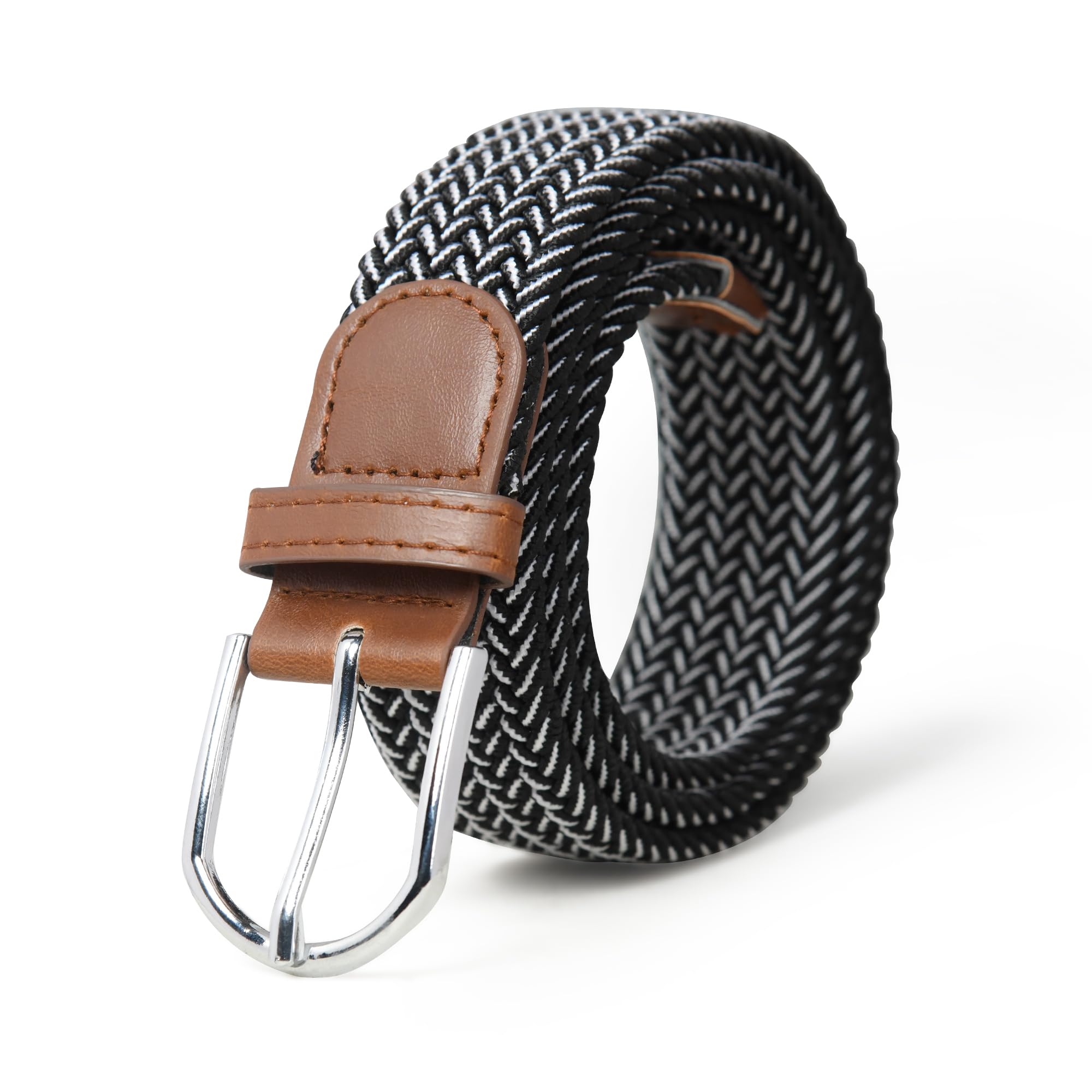 Simpl Living Braided Canvas Belt for Men & Women - Black/White