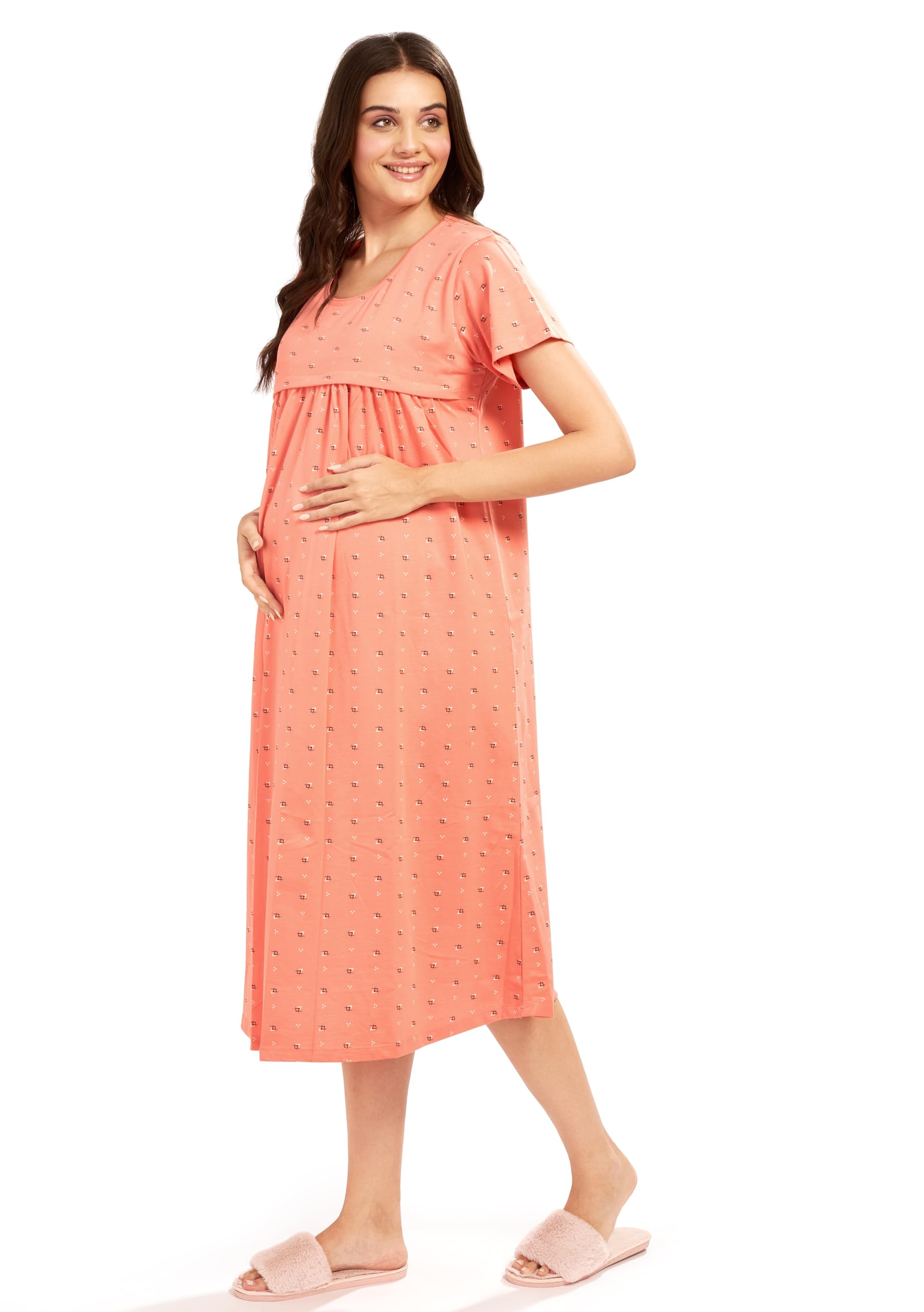 AV2 Women's Cotton Starred Knee Length Maternity Nightdress - Image 2
