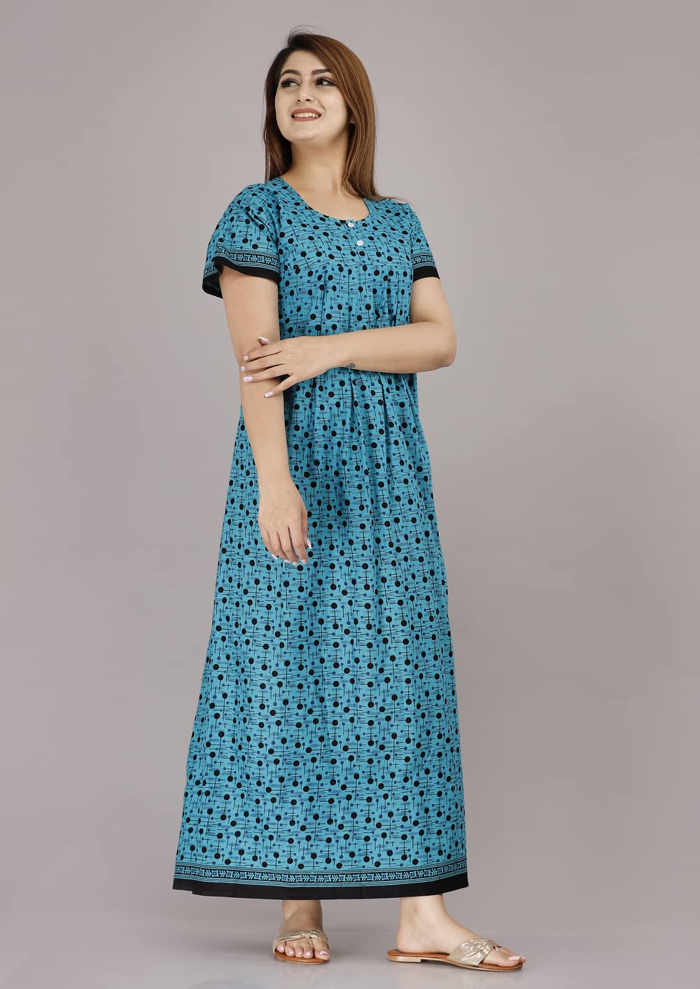 Monique Cotton Nighty for Women - Floral - Image 5