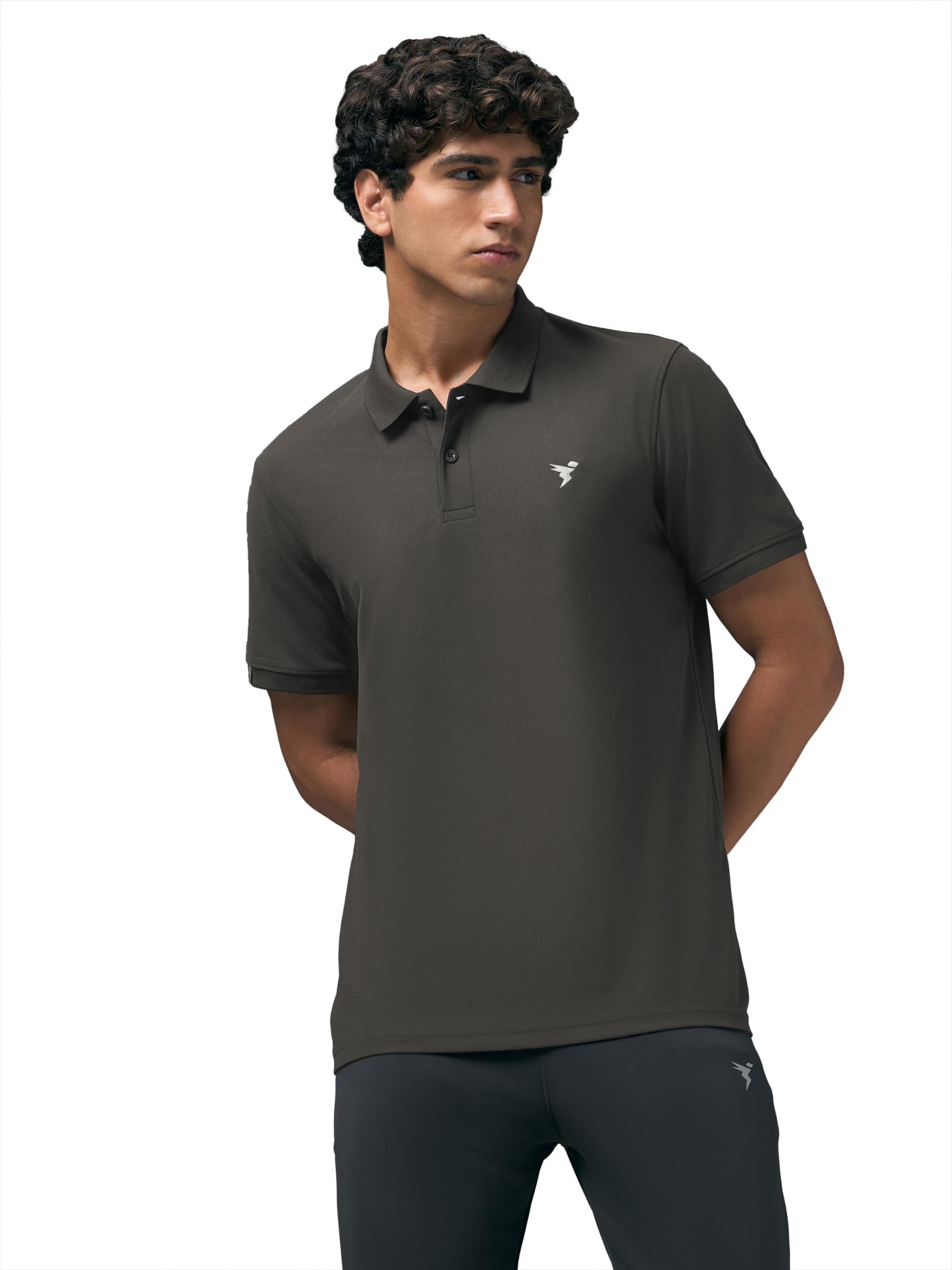 TECHNOSPORT Men's Polo T-Shirt - Black Olive