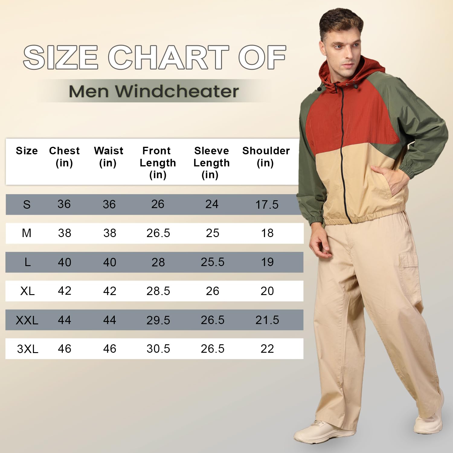 CHKOKKO Men's Oversized Windcheater Jacket - Blue White Grey - Image 3