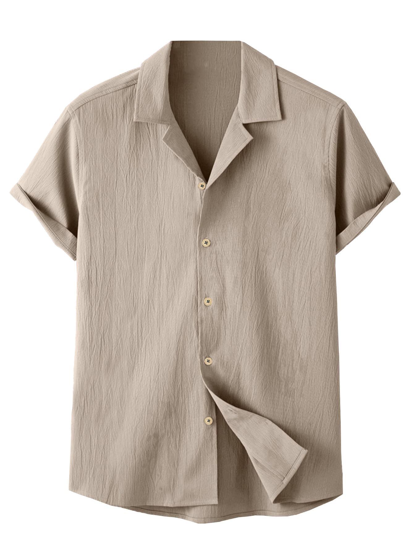 TAGDO Men's Casual Formal Shirt - Cream