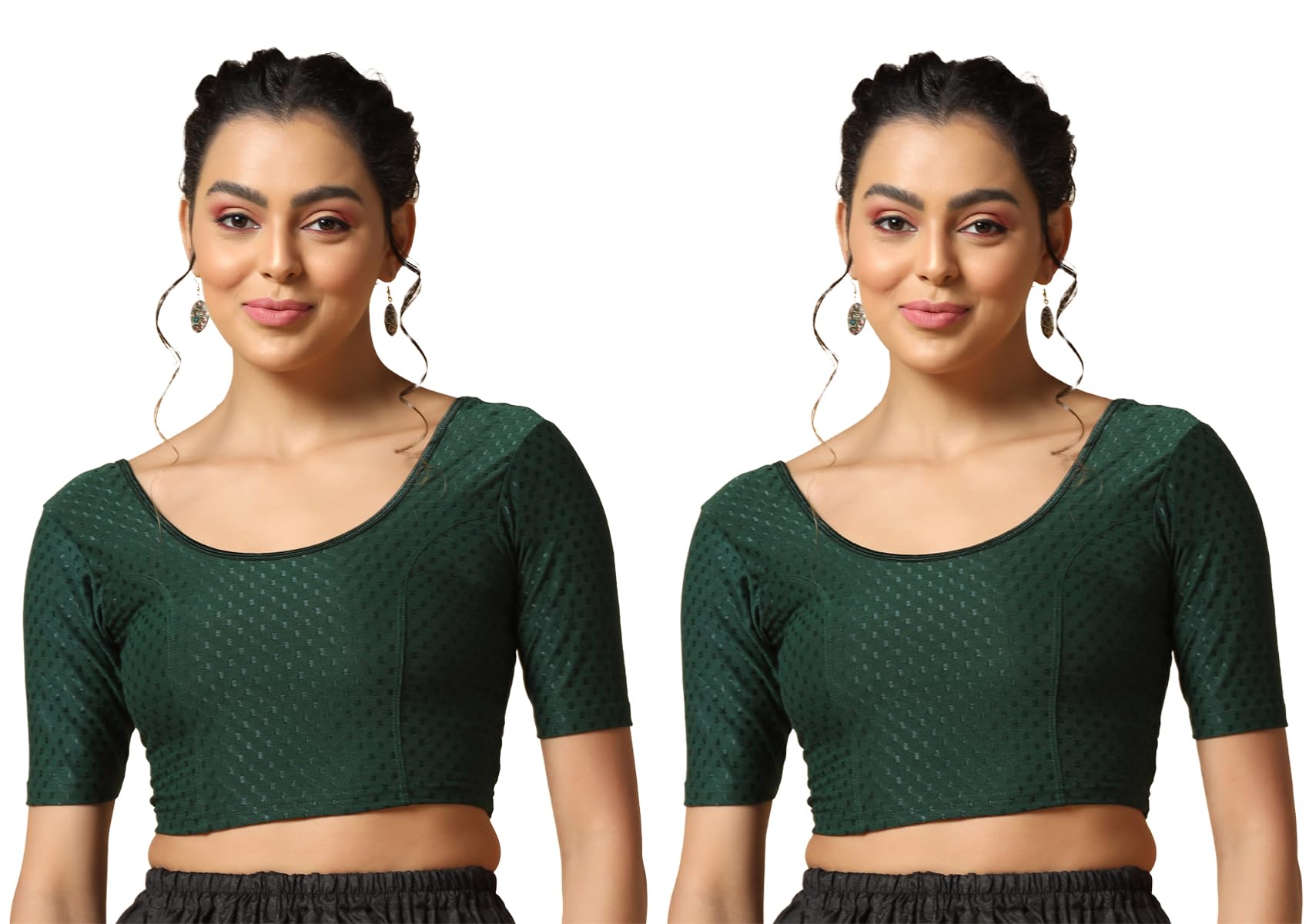 TOPLOT Cotton Blend Lycra Blouses - Green