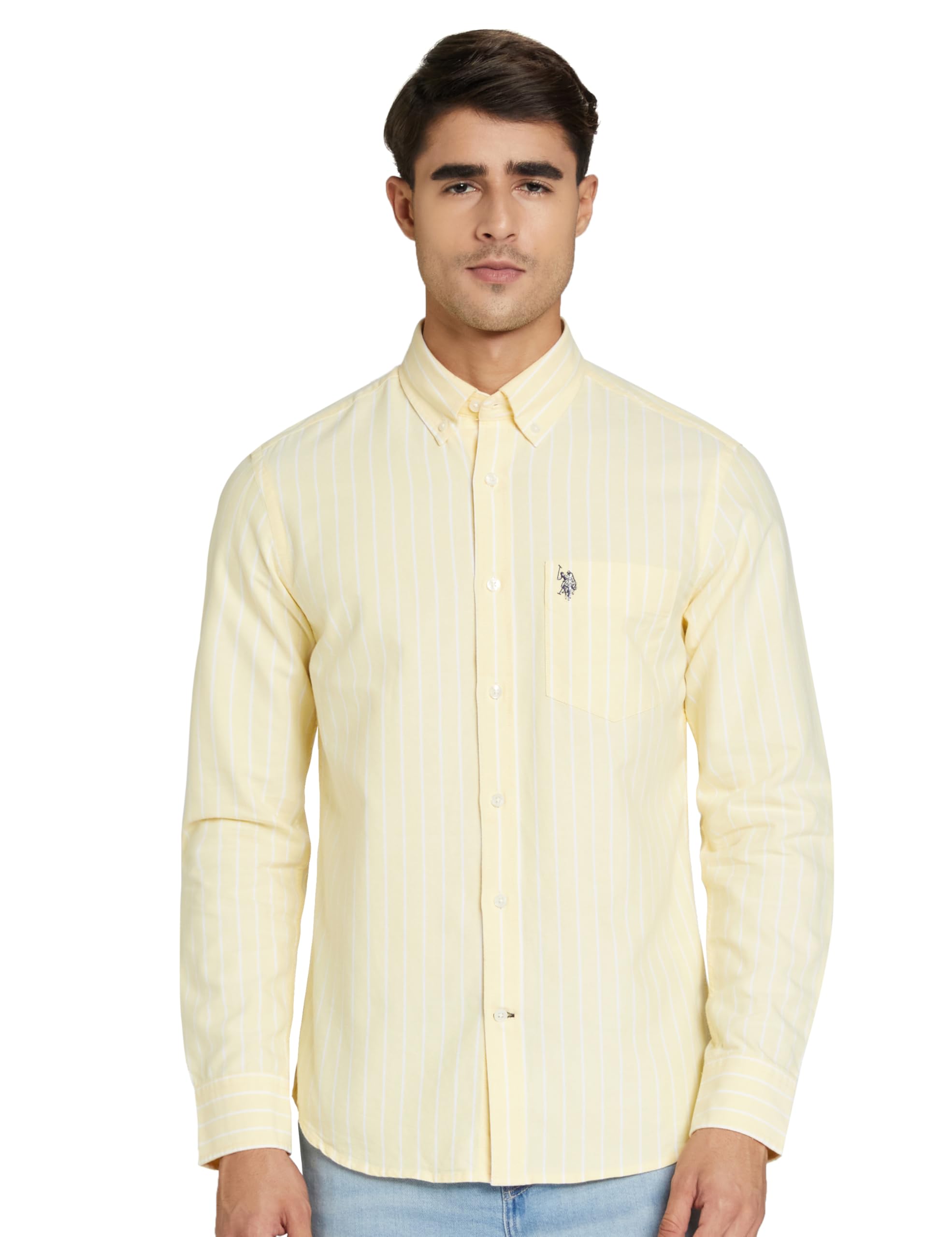 U.S. POLO ASSN Men's Oxford Stripe Shirt - Yellow