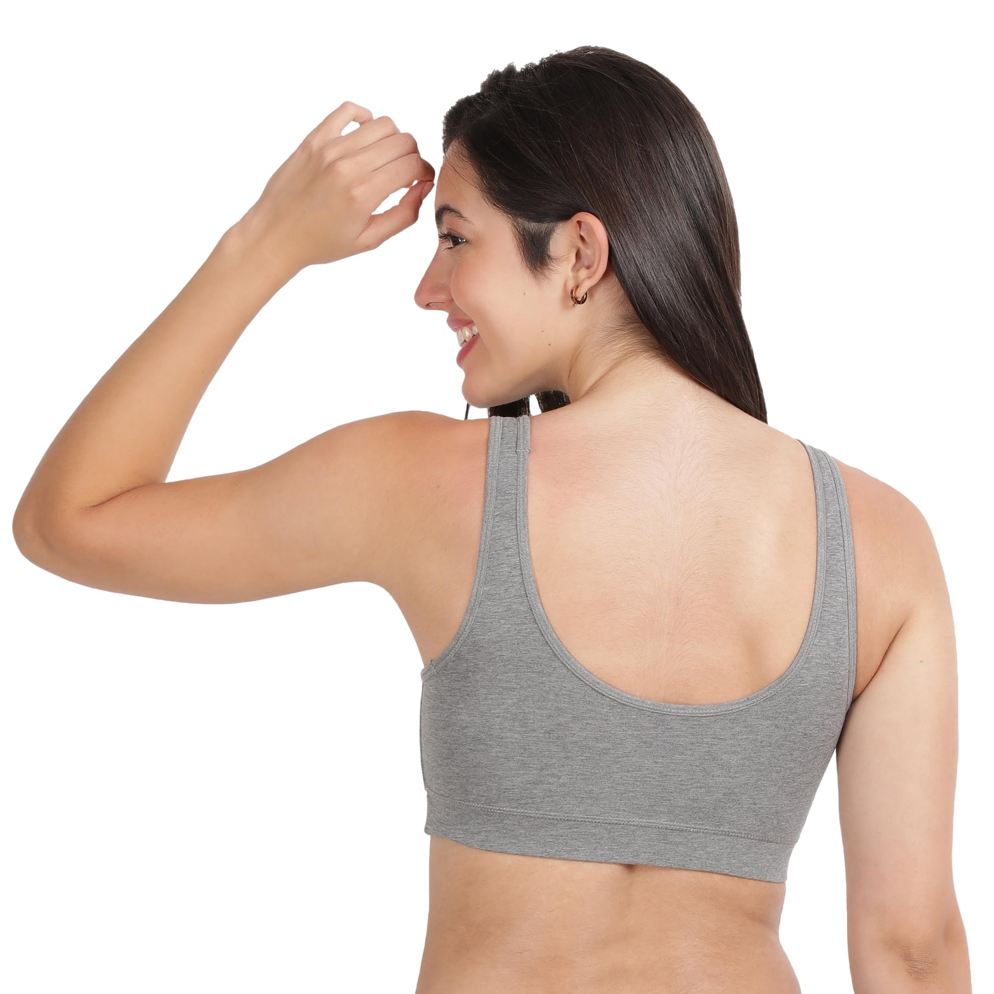 LAVOS Women's Bamboo Cotton Sports Bra - Grey - Image 2