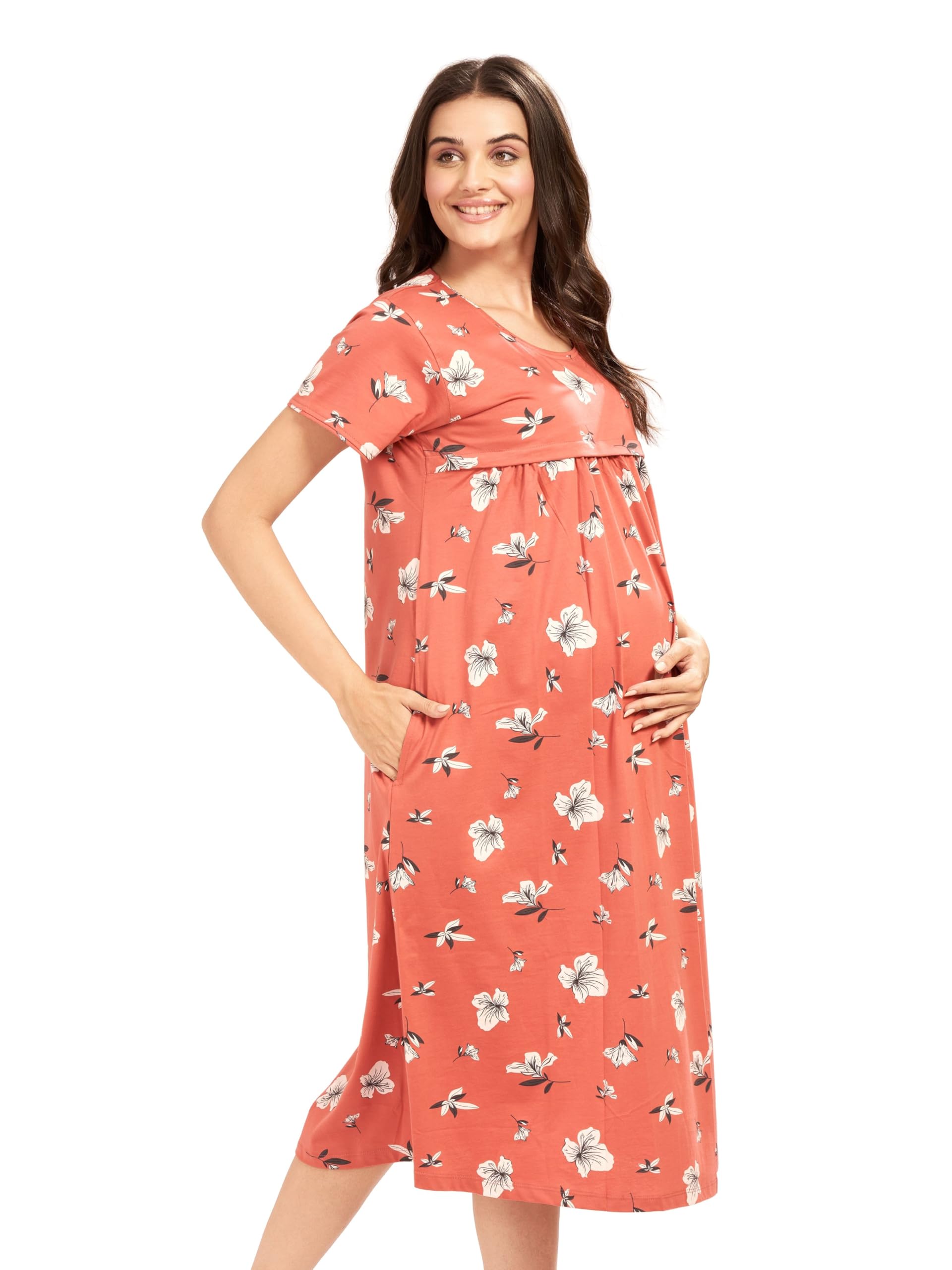AV2 Women's Maternity Feeding Nighty - Brown - Image 3