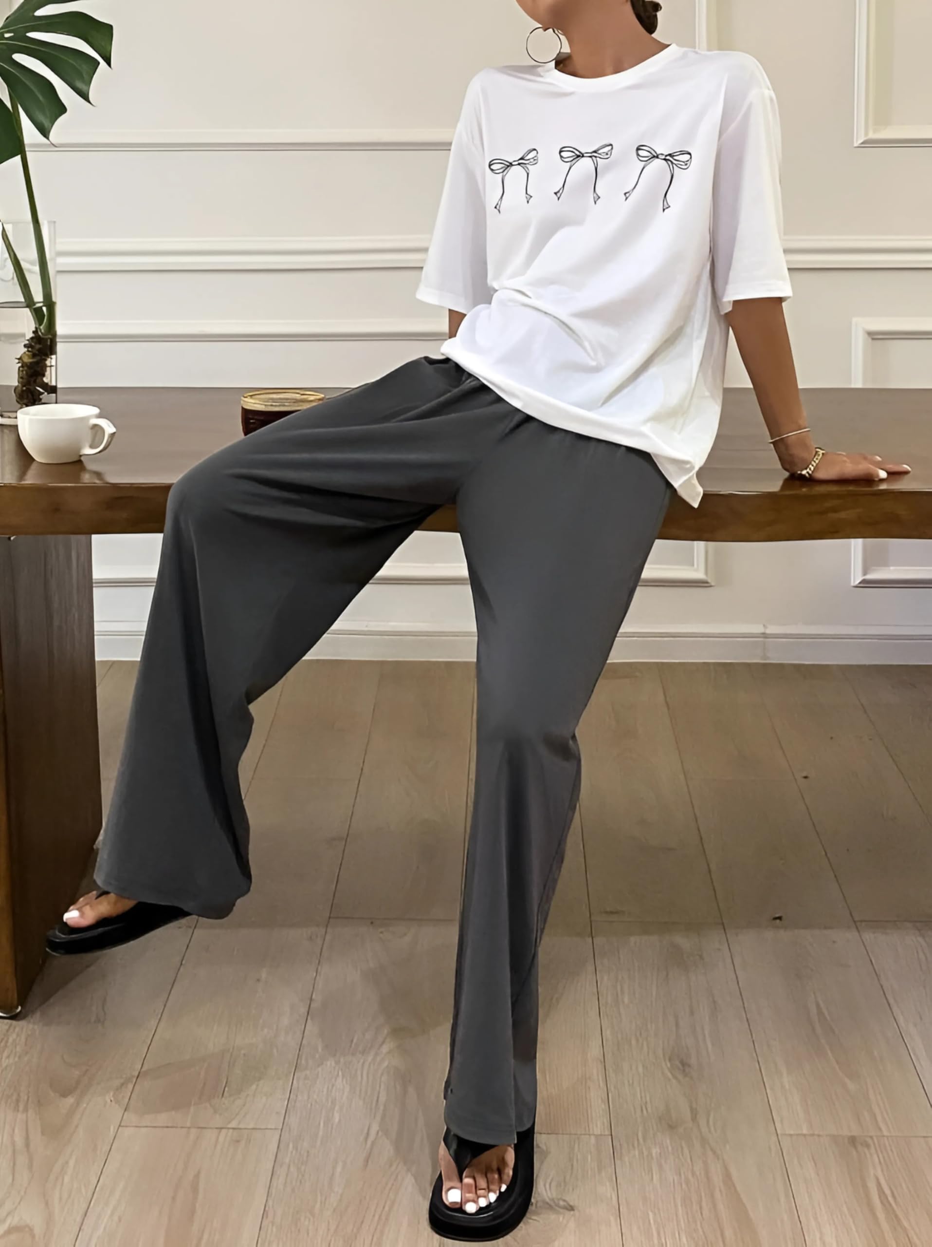 KSHS White Bow Printed Nightwear for Women - Image 3