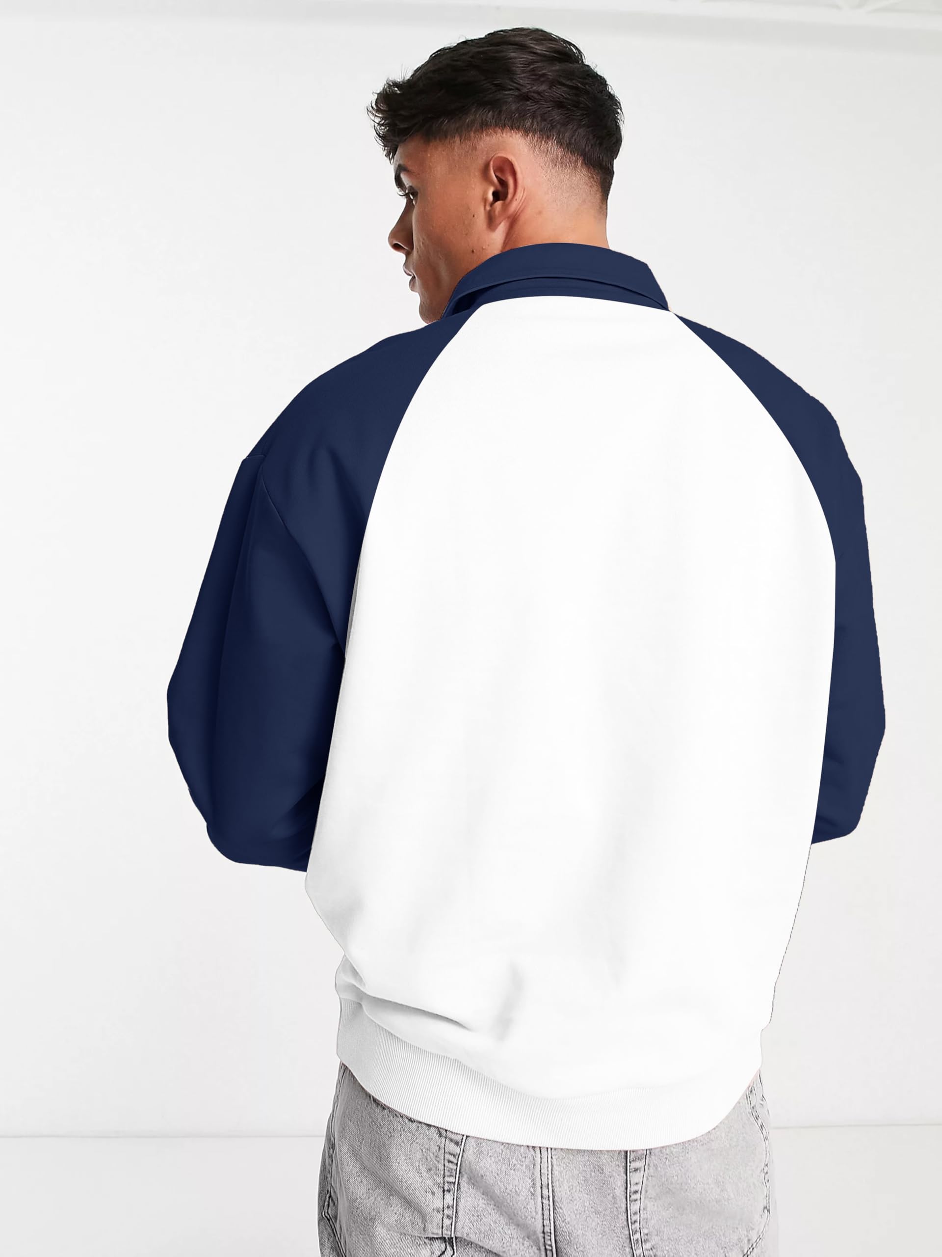 Jump Cuts Men's Cotton Blend Polo Neck T-Shirt - White & Navy - Image 2