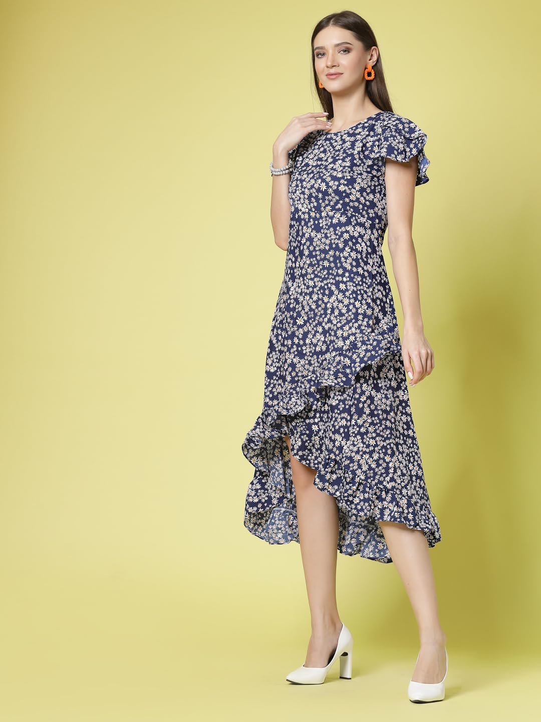 OOMPH Women Western Fusion Wrap Midi Dress - Blue - Image 3