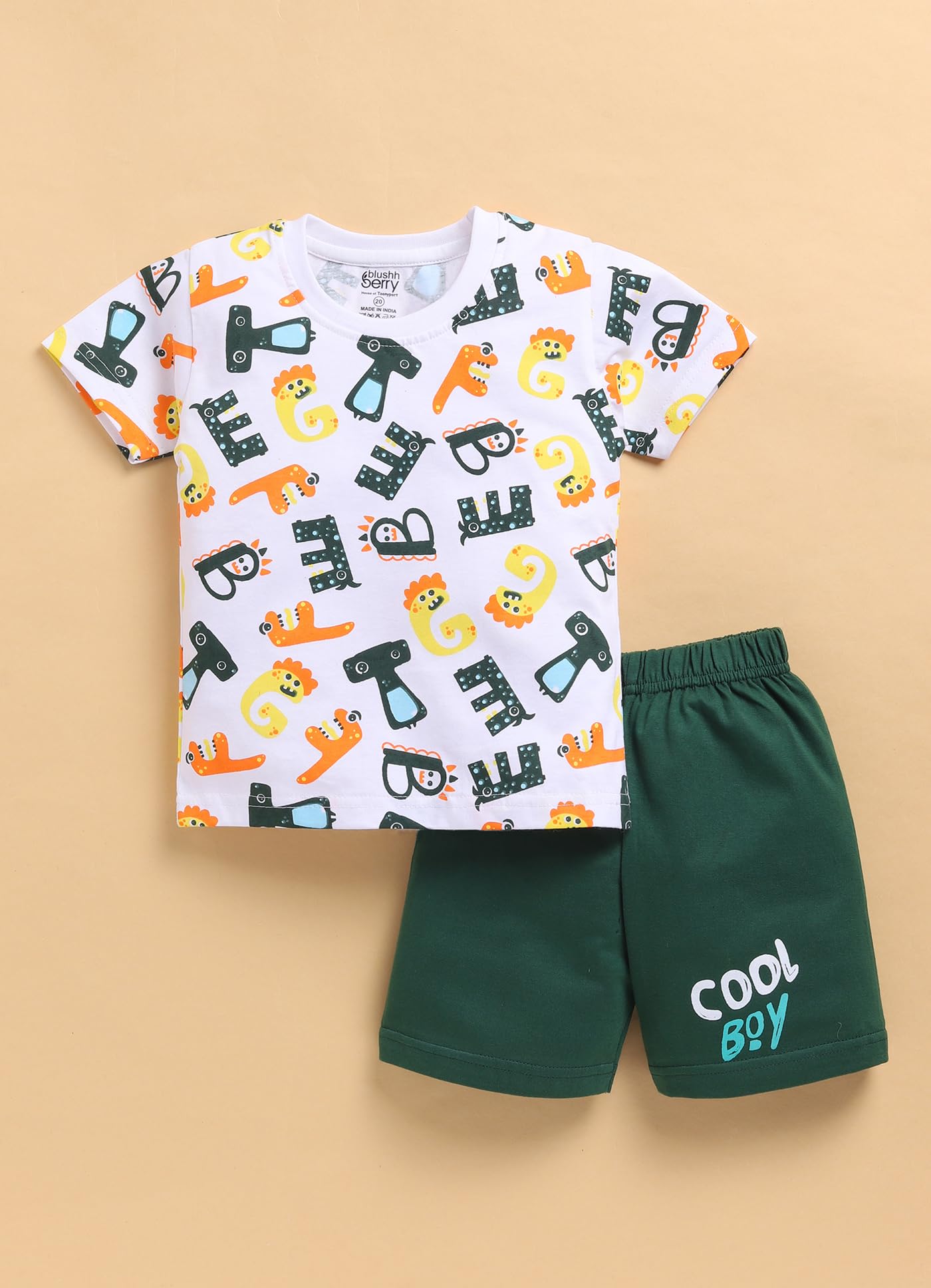 Toonyport Boys T-Shirt and Shorts Set - Grey Yellow White - Image 5