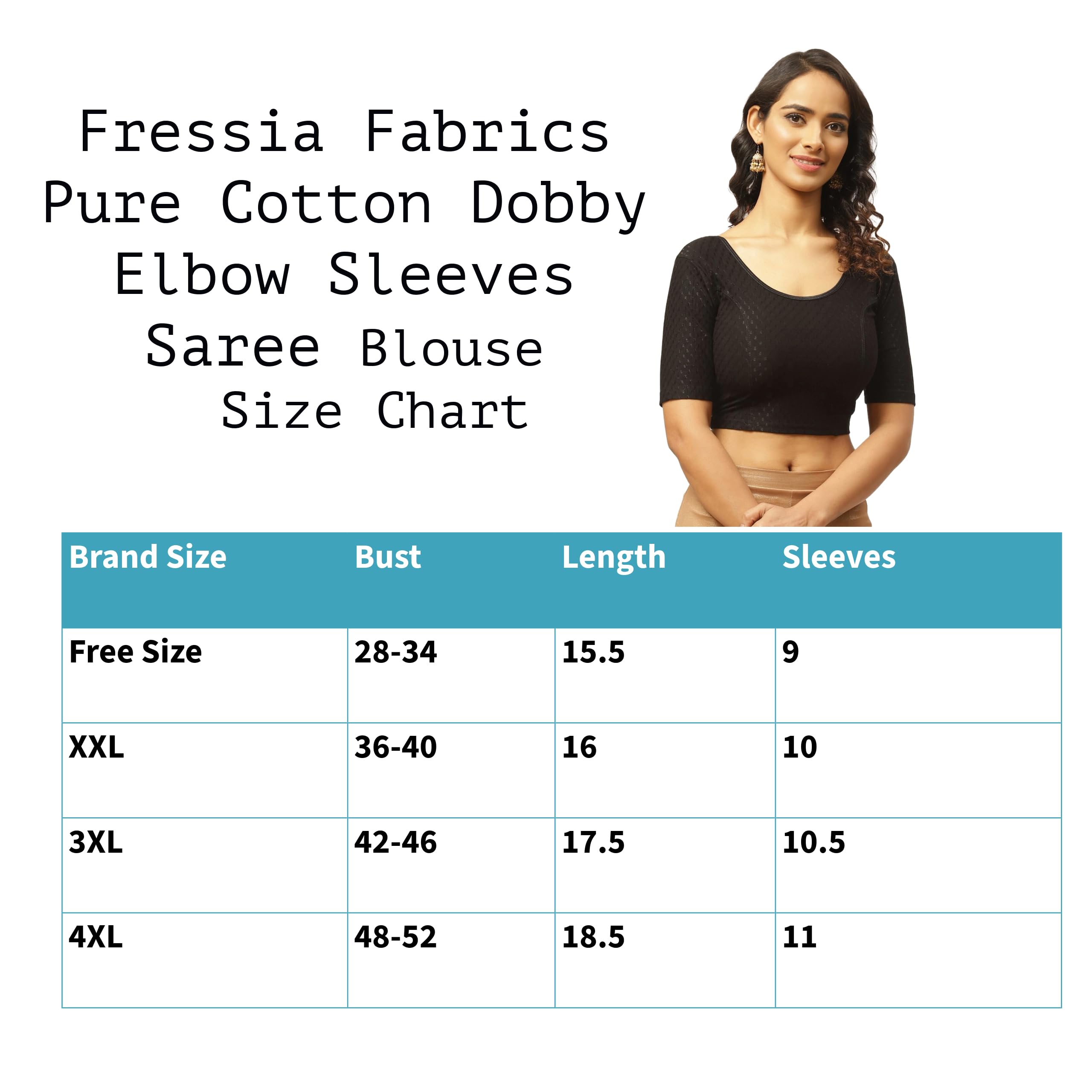 Fressia Round Neck Dobby Cotton Saree Blouse for Women - Image 5