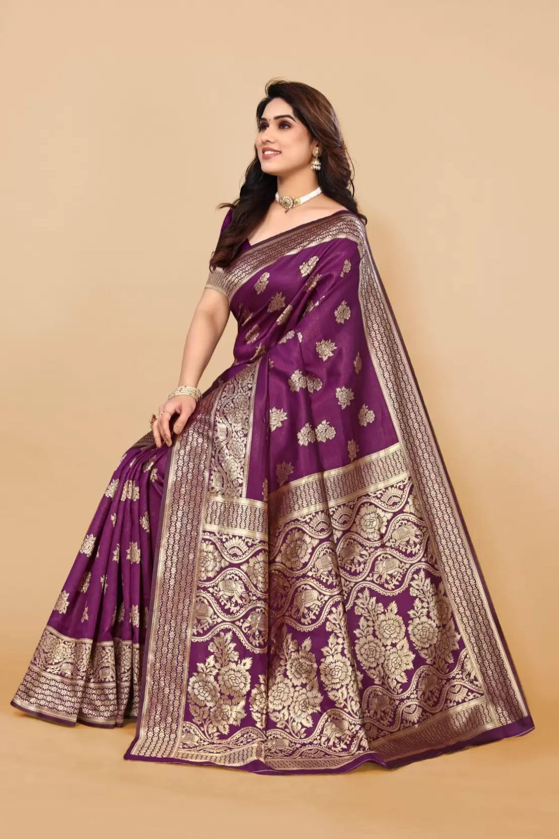 Sugathari Banarasi Kanjivaram Silk Saree for Women - Image 3