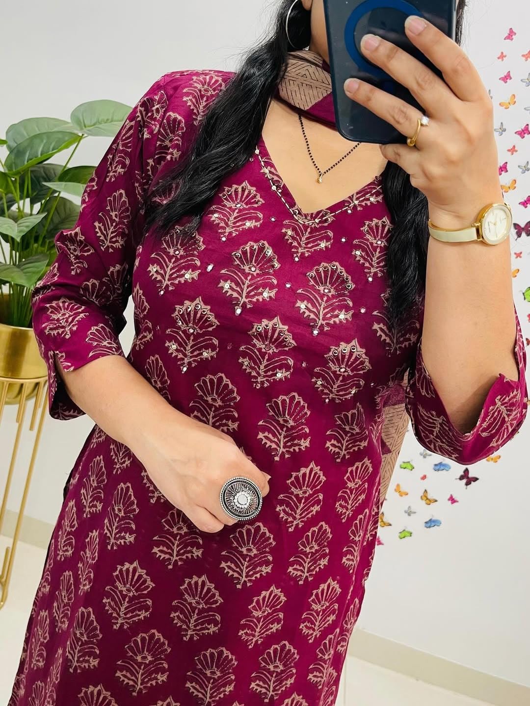 Rangnavi Maroon Cotton Kurta Set - Image 5