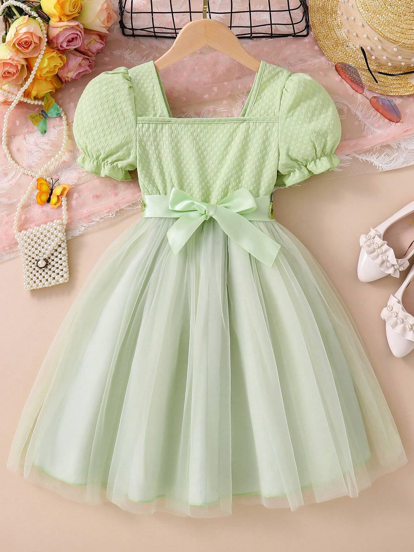 TAGAS Girl's Pista-Sky Blue A-Line Dress - Image 5